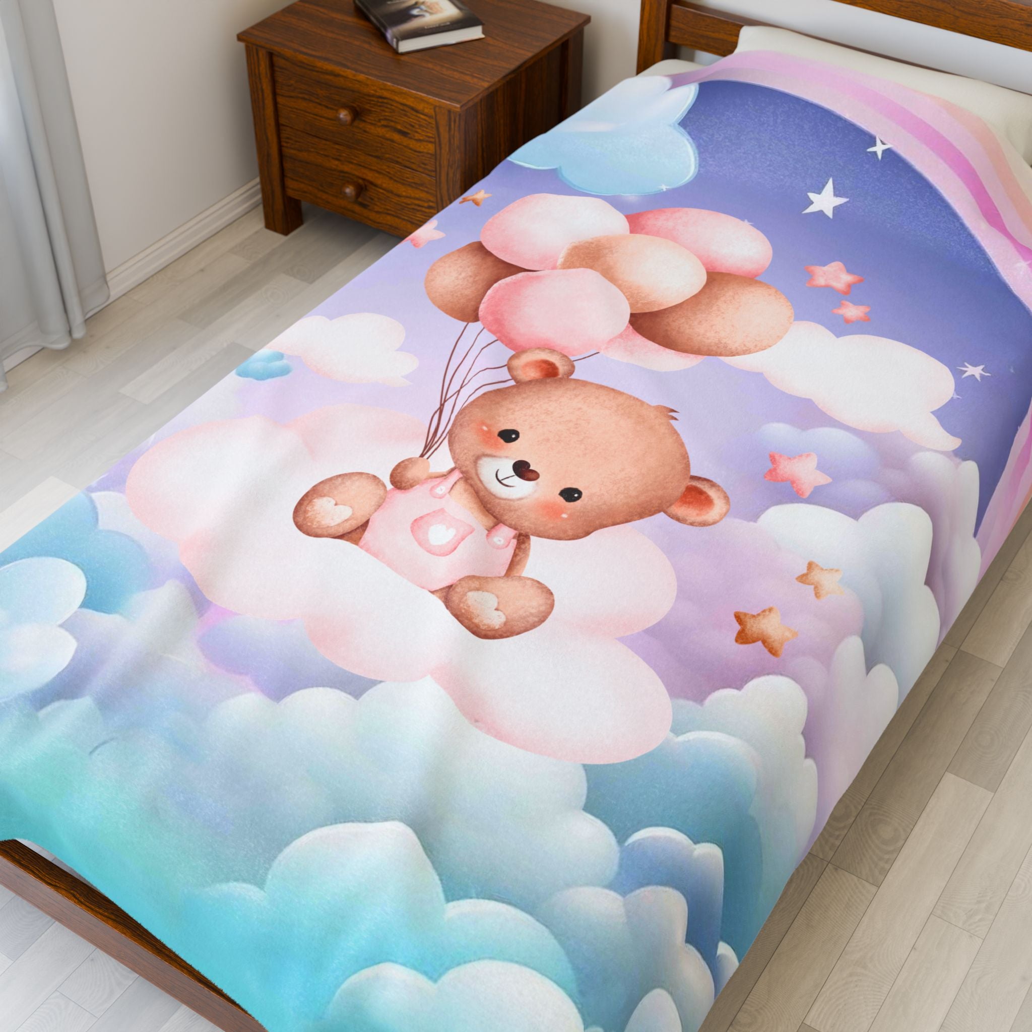 Plush Baby Bear Blanket - Pink Cozy Velveteen Throw