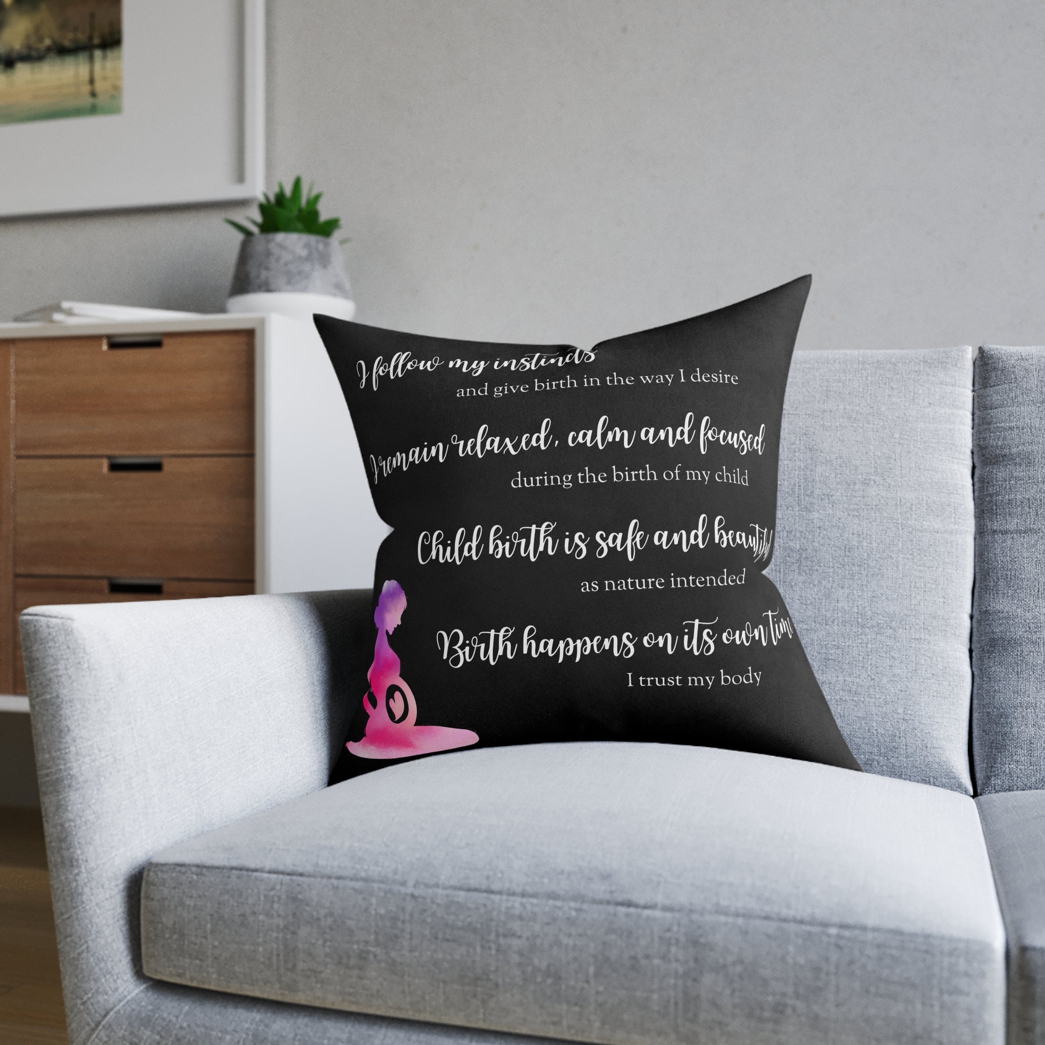 pillow with affirmations black