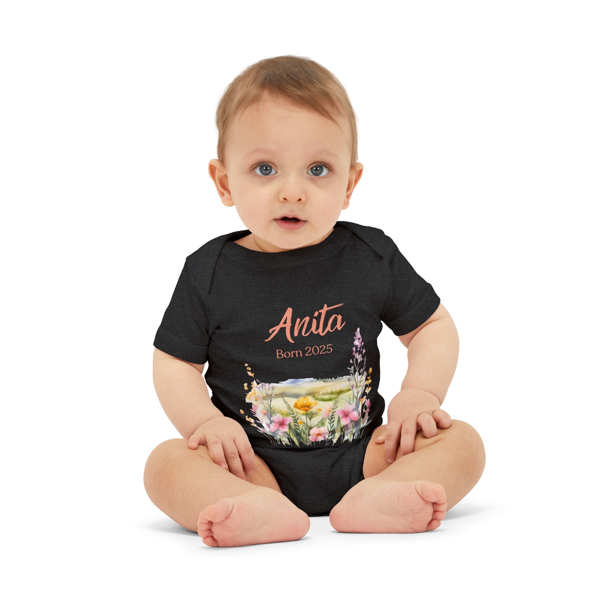 personalized bodysuit with a name and a date baby cute