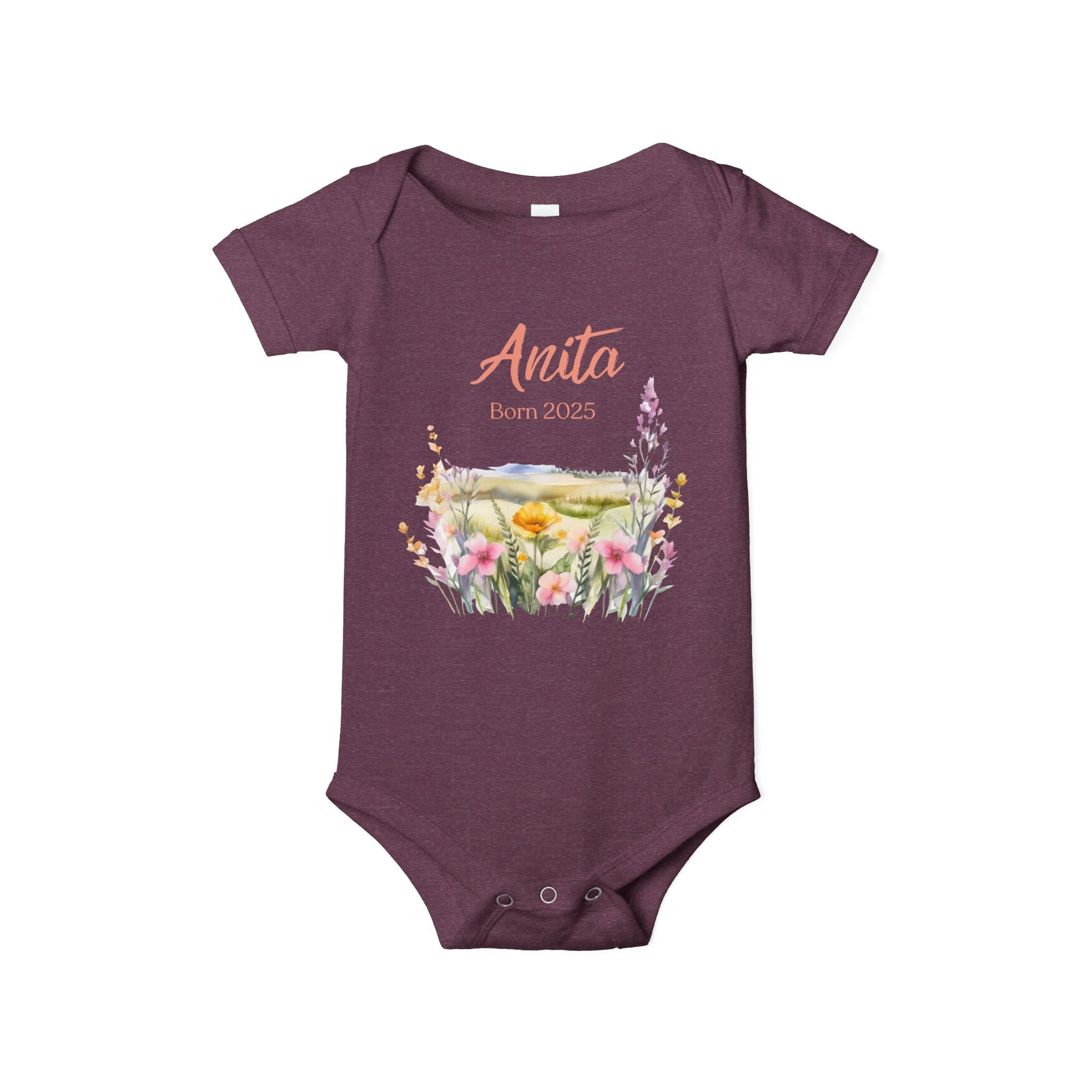 personalized bodysuit with a name and a date baby cute