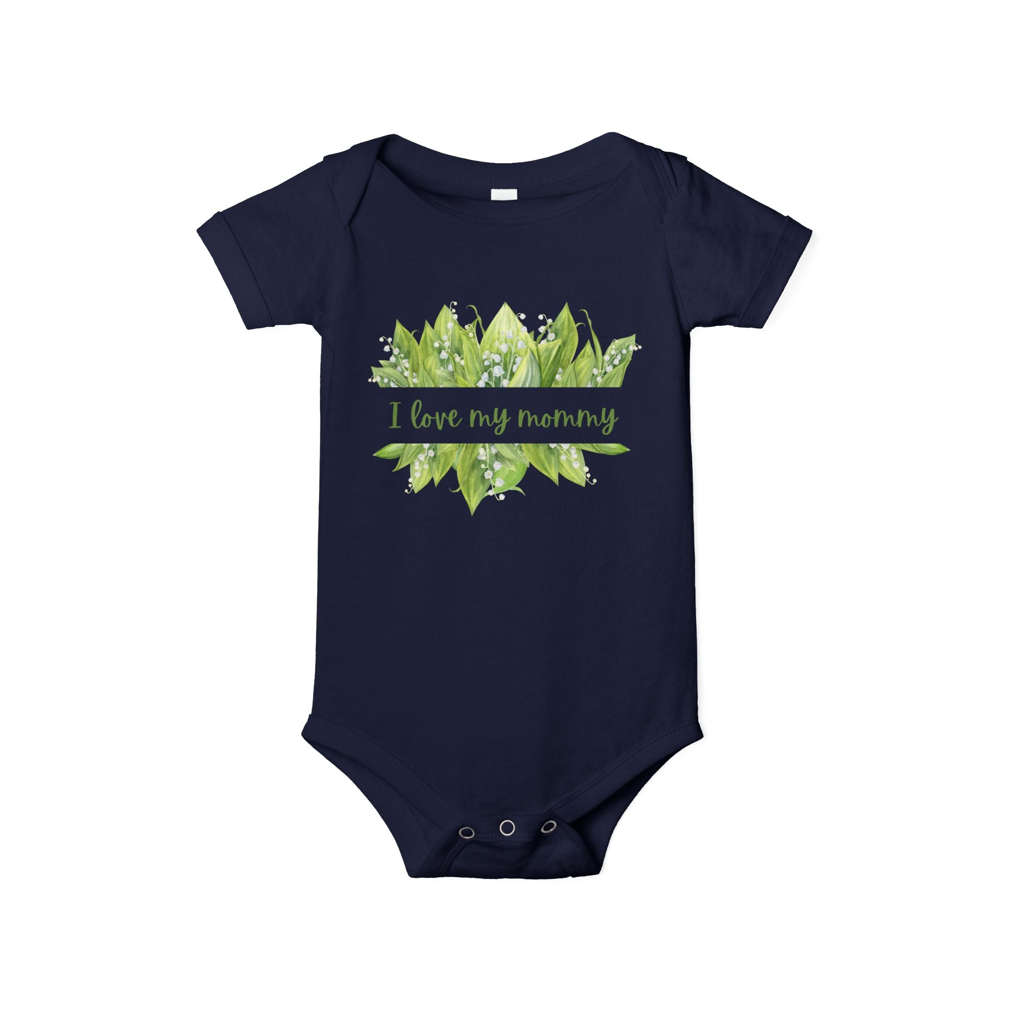 Infant Bodysuit - 'I Love My Mommy' with Lilies of the Valley