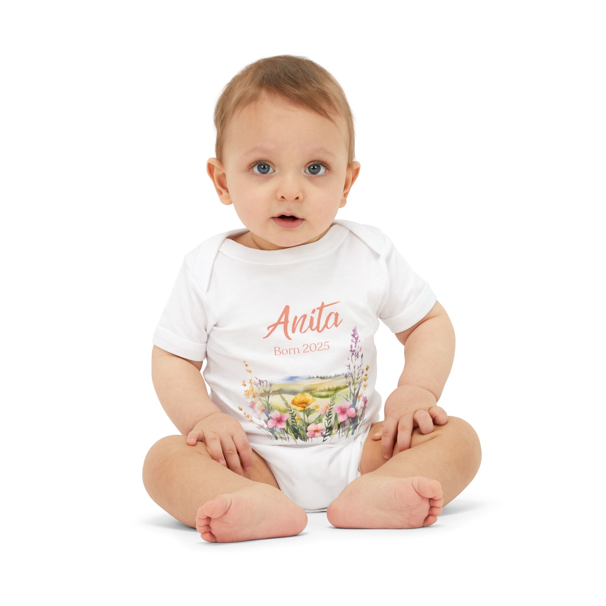 personalized bodysuit with a name and a date baby cute