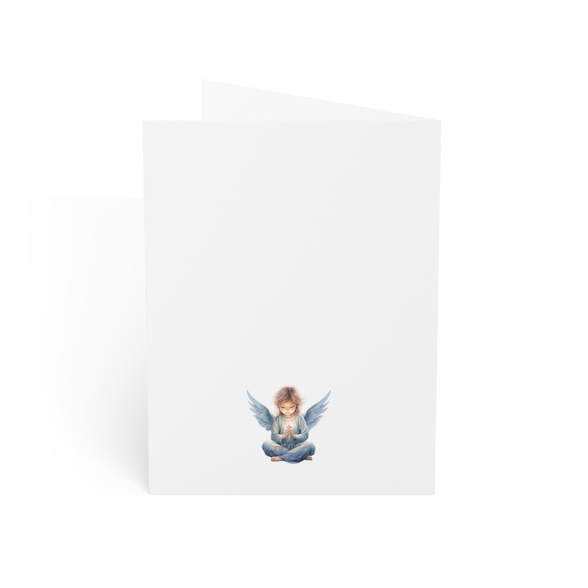 Illustration of a person with angel wings sitting on a white background