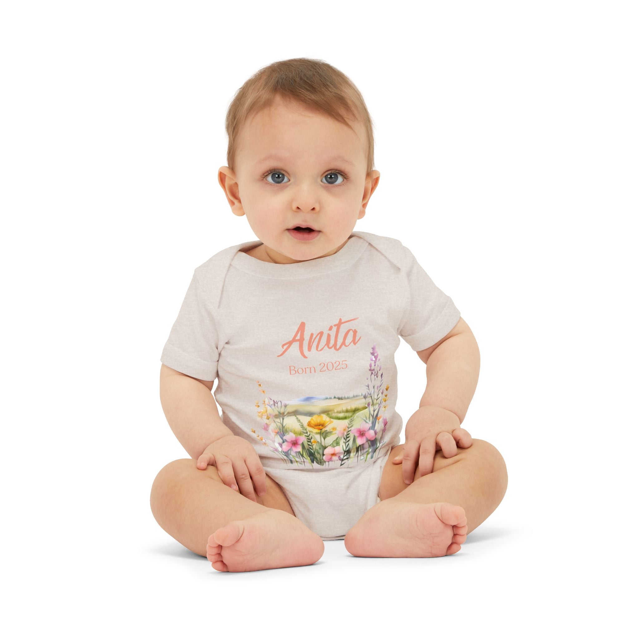 personalized bodysuit with a name and a date baby cute