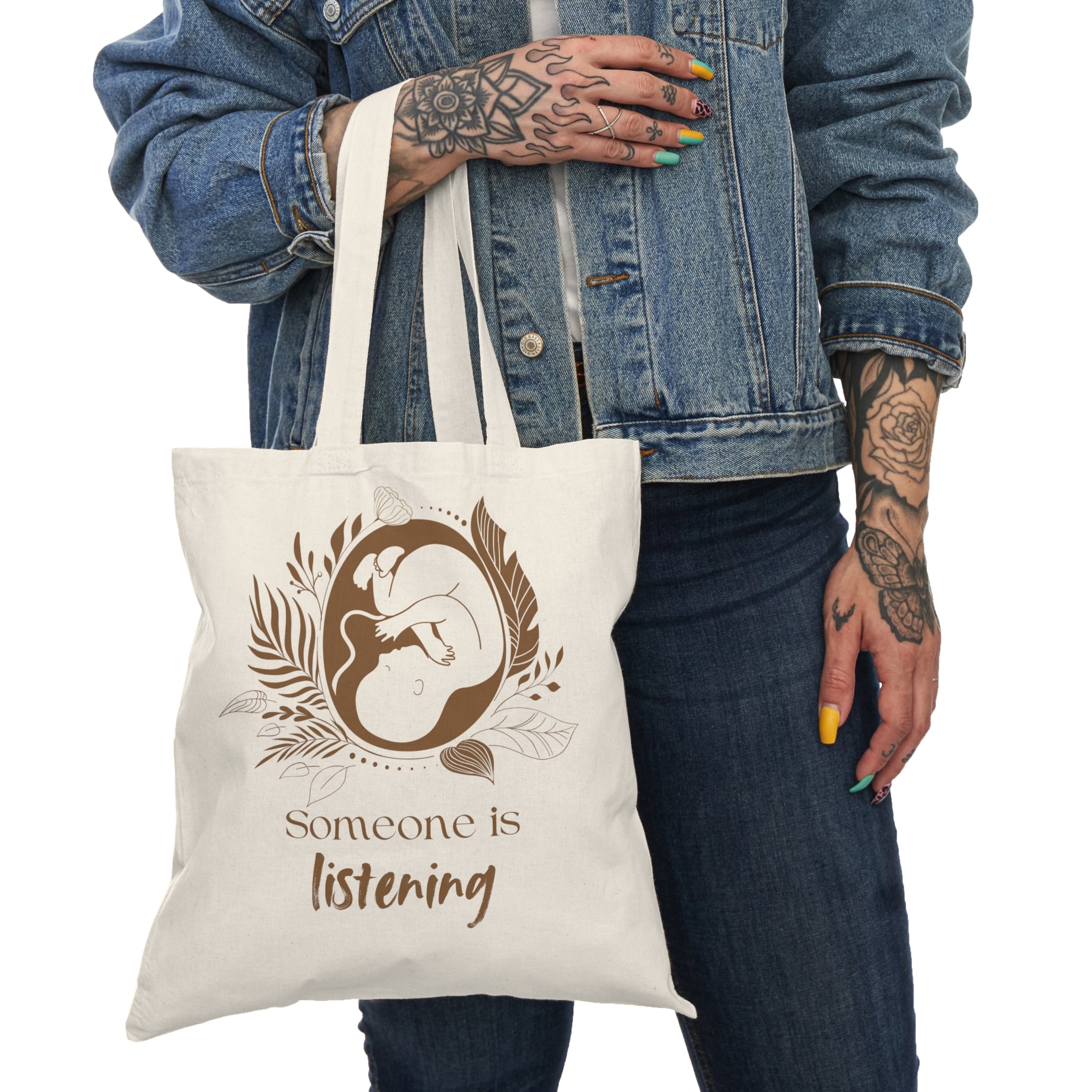 Natural Tote Bag 100% cotton Print on both sides | Someone is listening