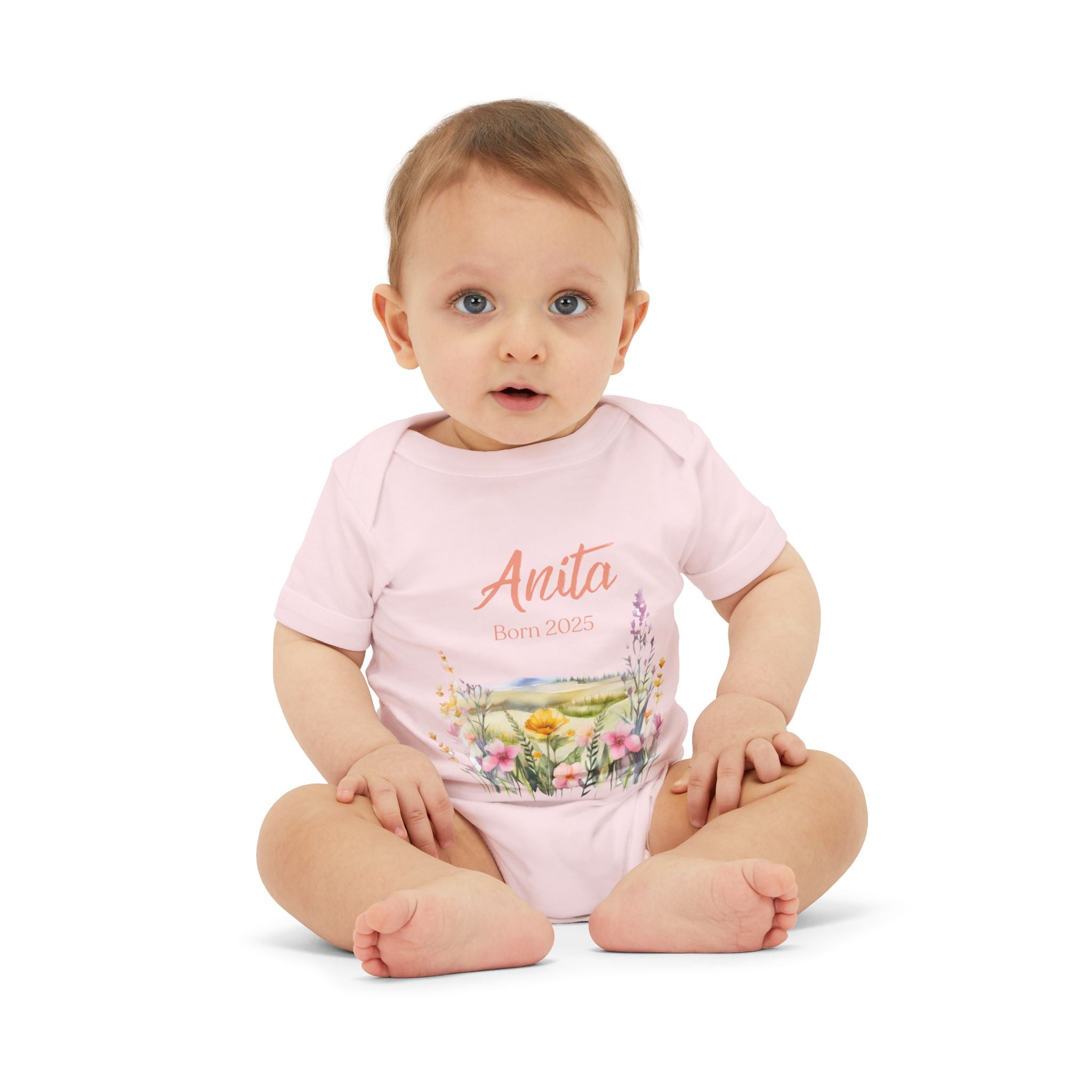 personalized bodysuit with a name and a date baby cute