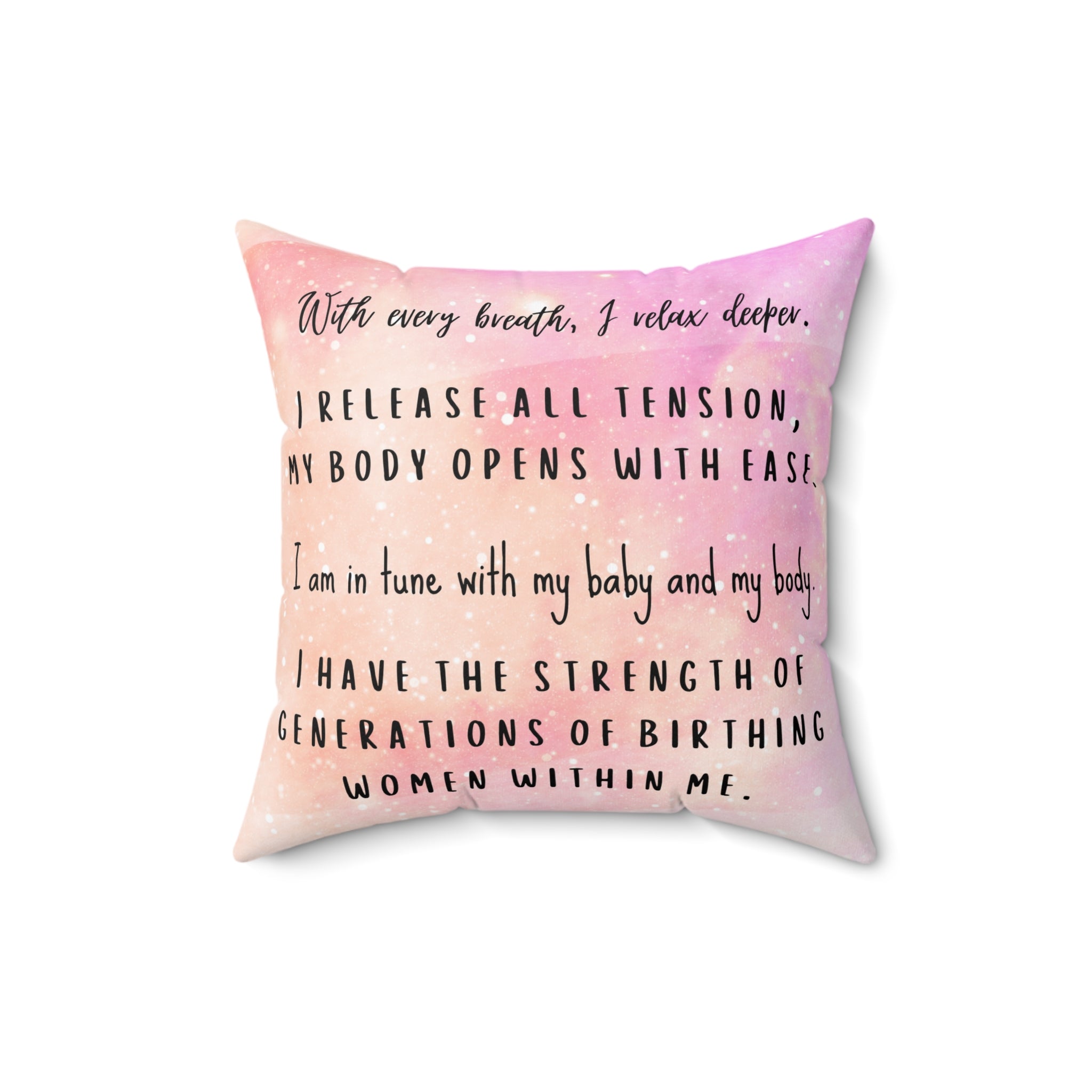 Square Pillow, Birth Affirmation Pillow