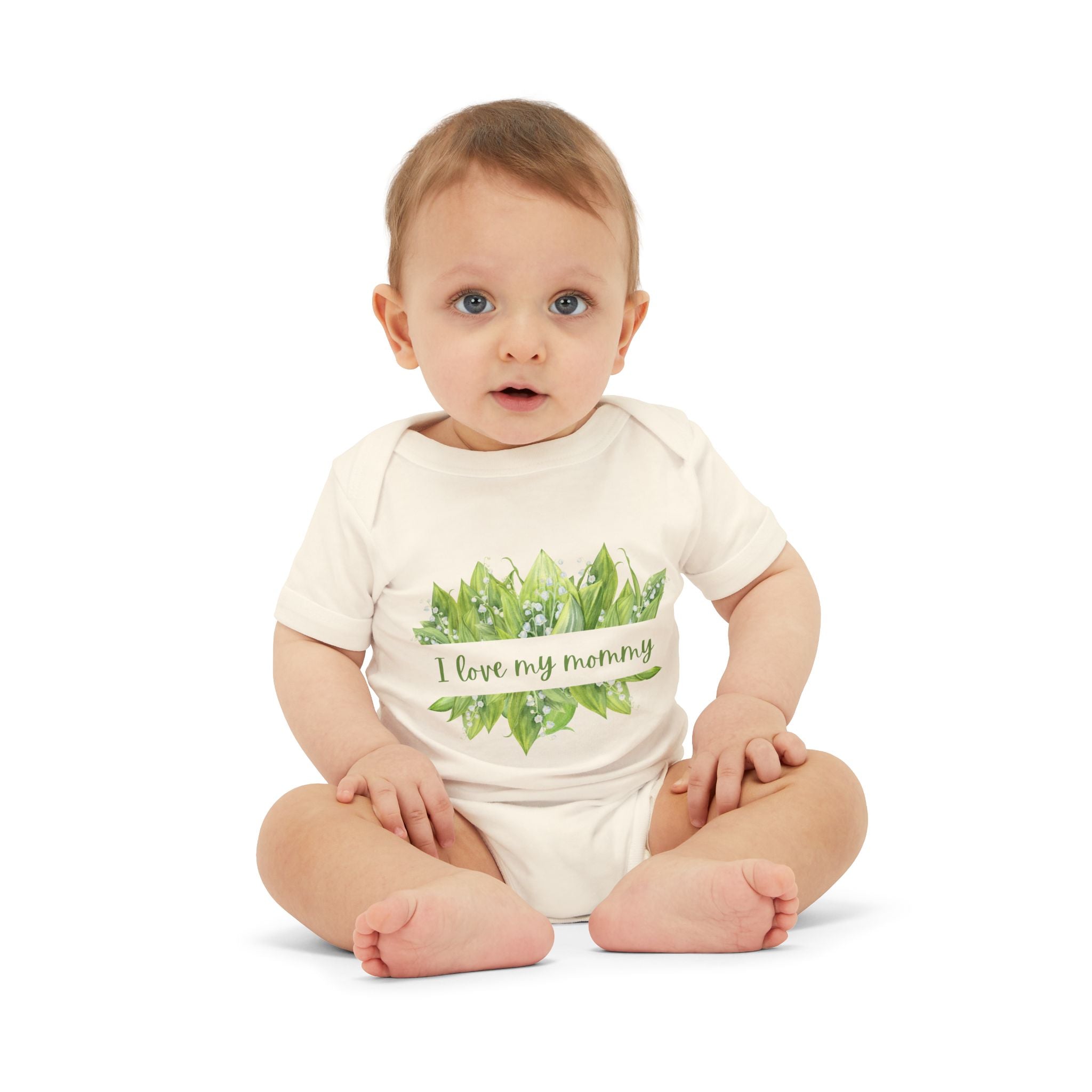 Infant Bodysuit - 'I Love My Mommy' with Lilies of the Valley