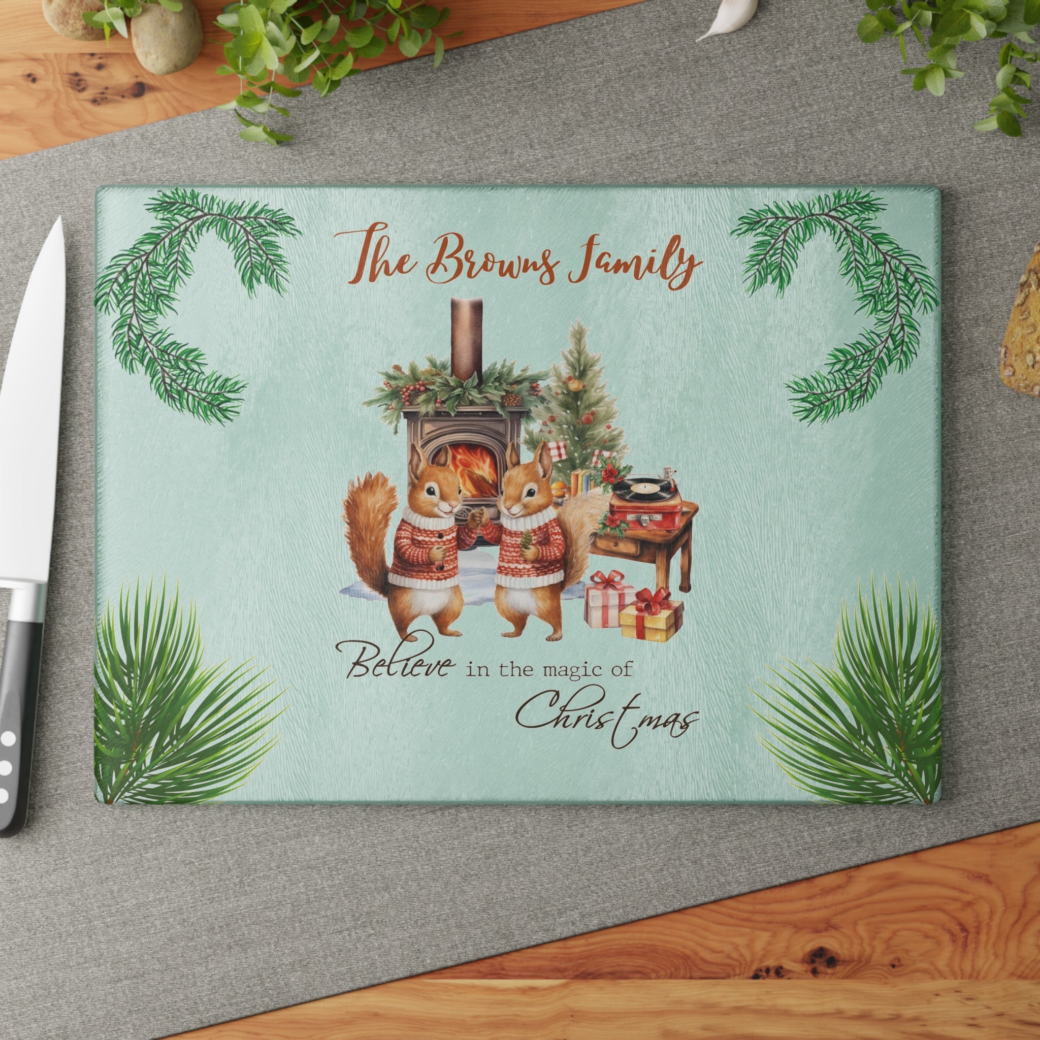Personalized Glass Cutting Board for Christmas