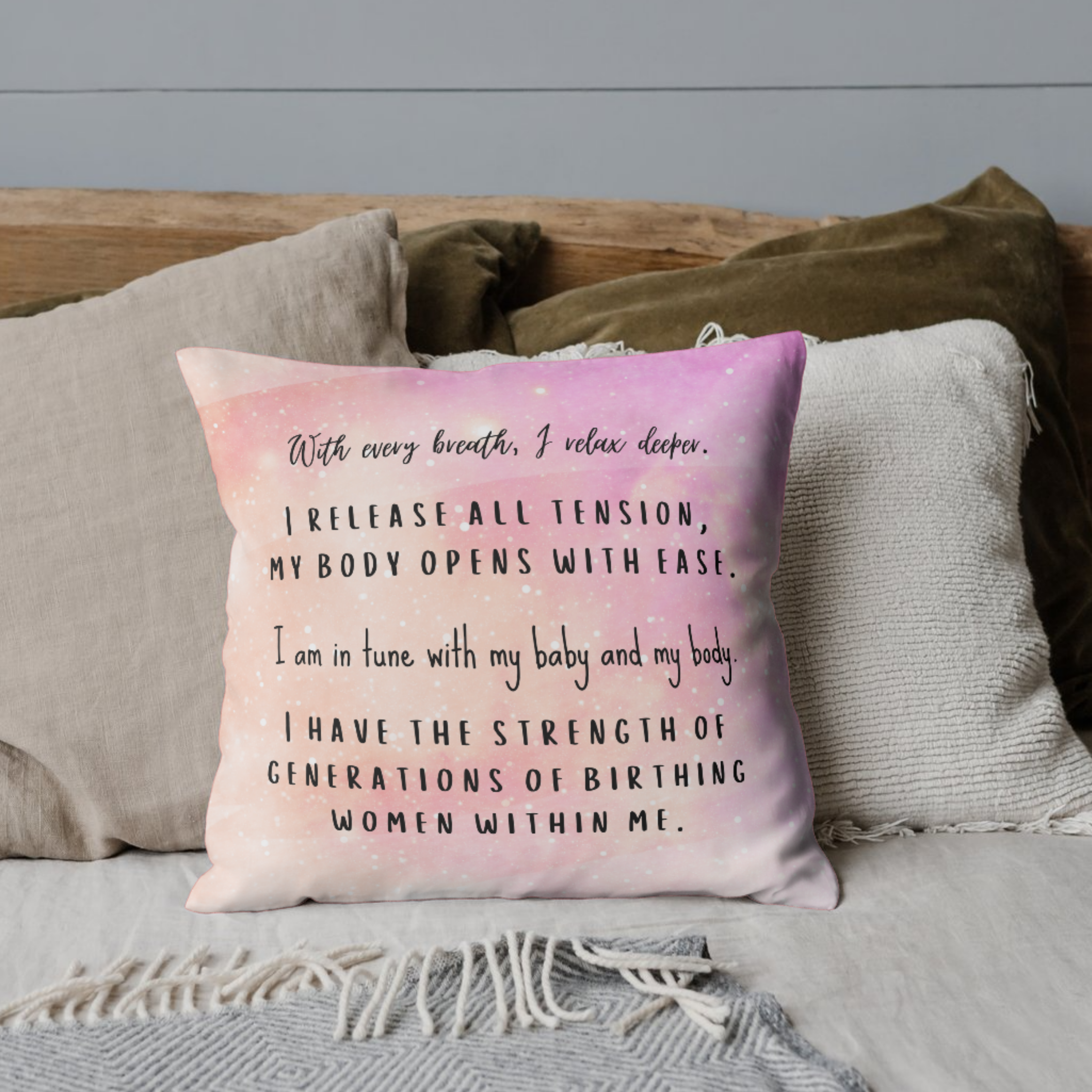 Square Pillow, Birth Affirmation Pillow
