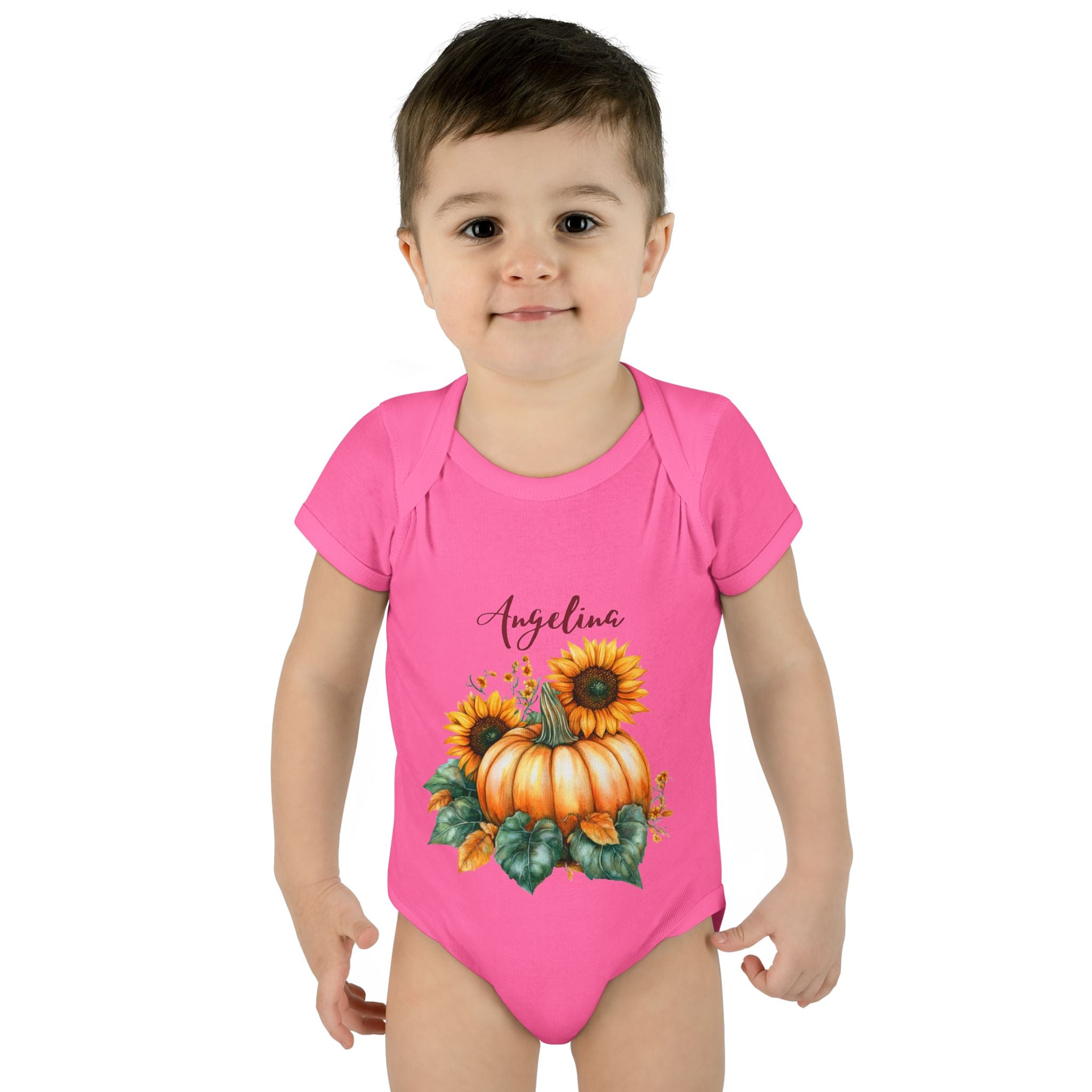 Personalized Fall Baby Bodysuit with a name