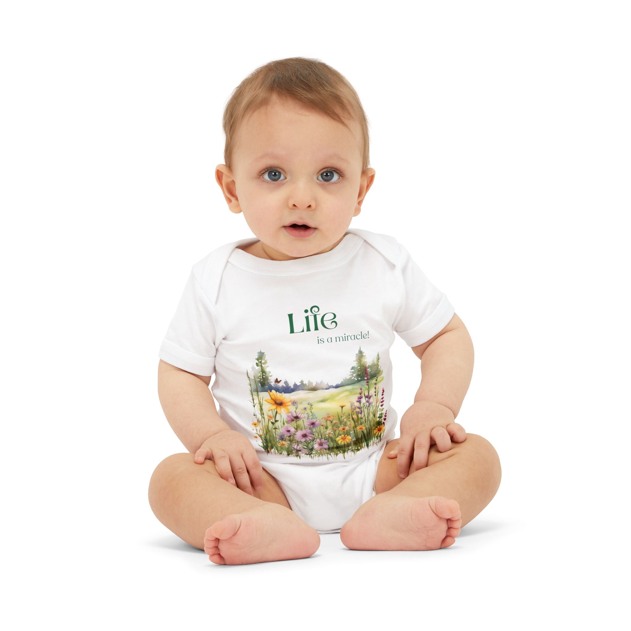 baby bodysuit life is a miracle white