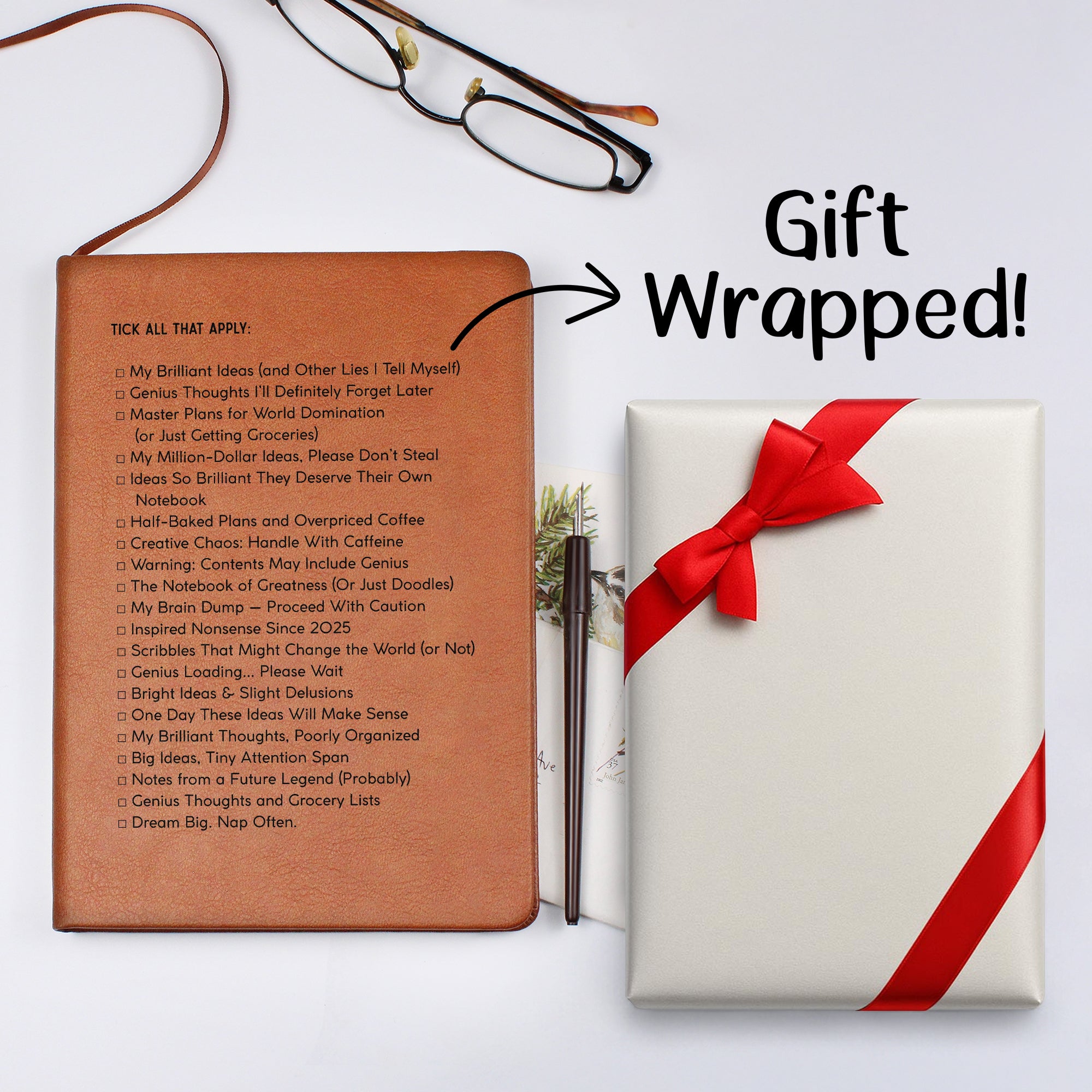 Optional Faux Leather Journal Gift Wrapping