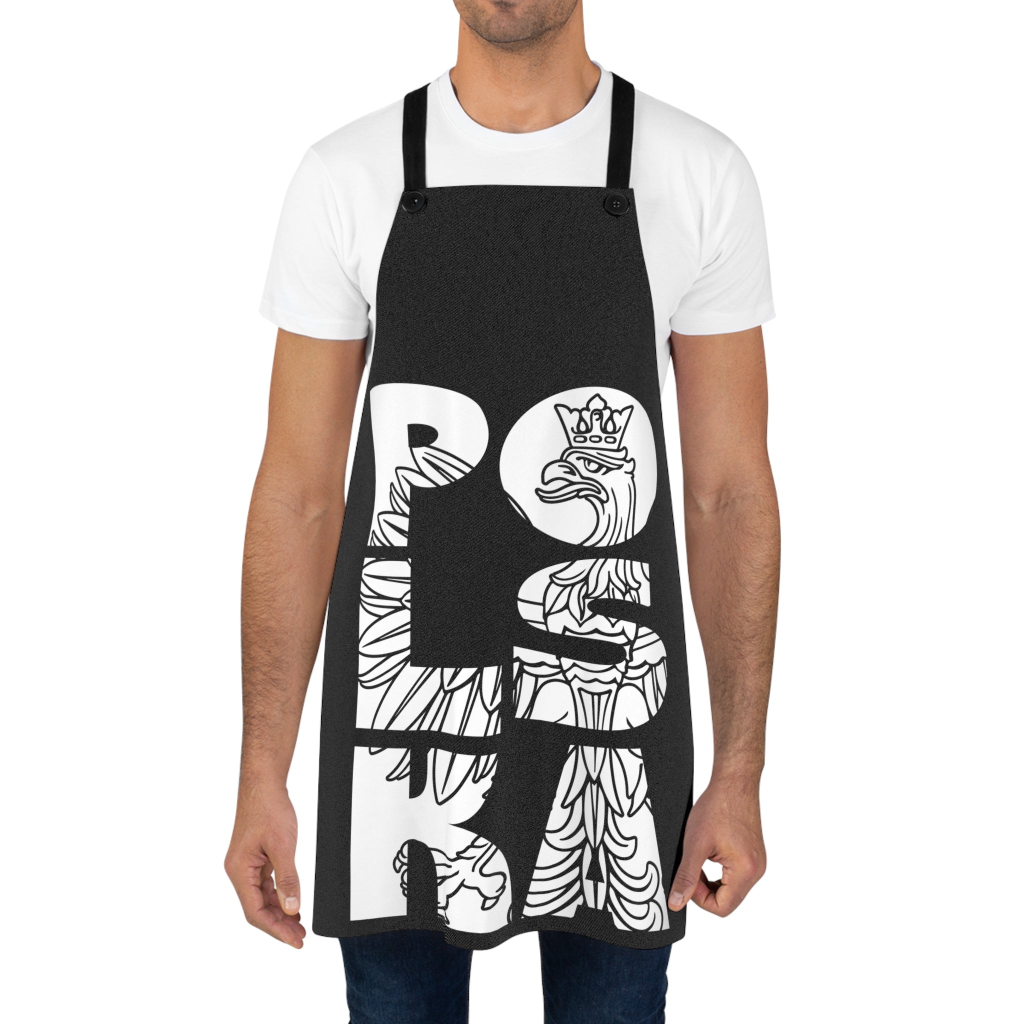 Black apron with Polish graphic design, polish herritage, polonia in USA