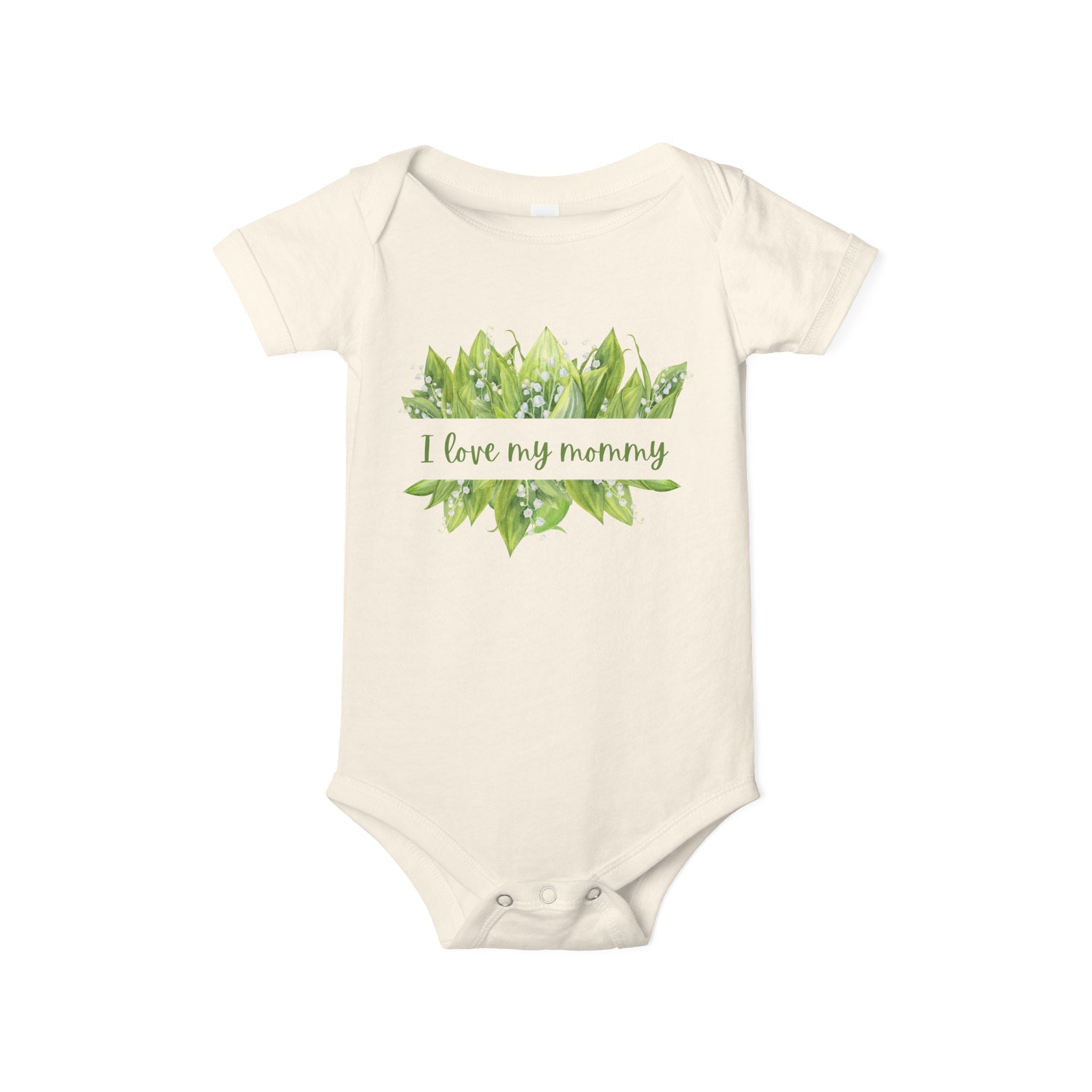 Infant Bodysuit - 'I Love My Mommy' with Lilies of the Valley