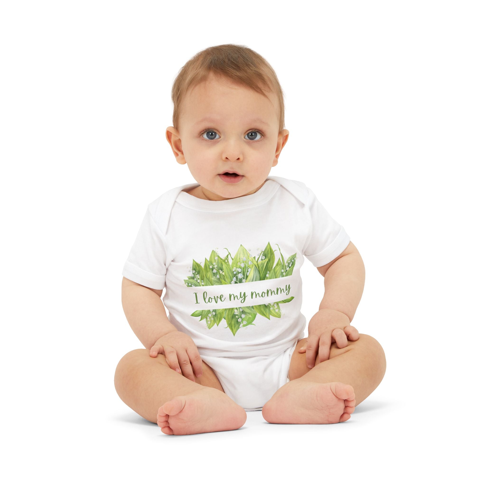 Infant Bodysuit - 'I Love My Mommy' with Lilies of the Valley