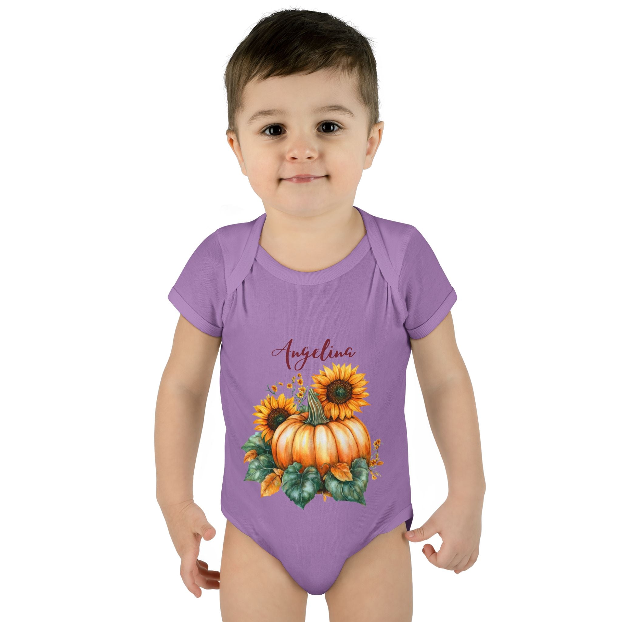 Personalized Fall Baby Bodysuit with a name