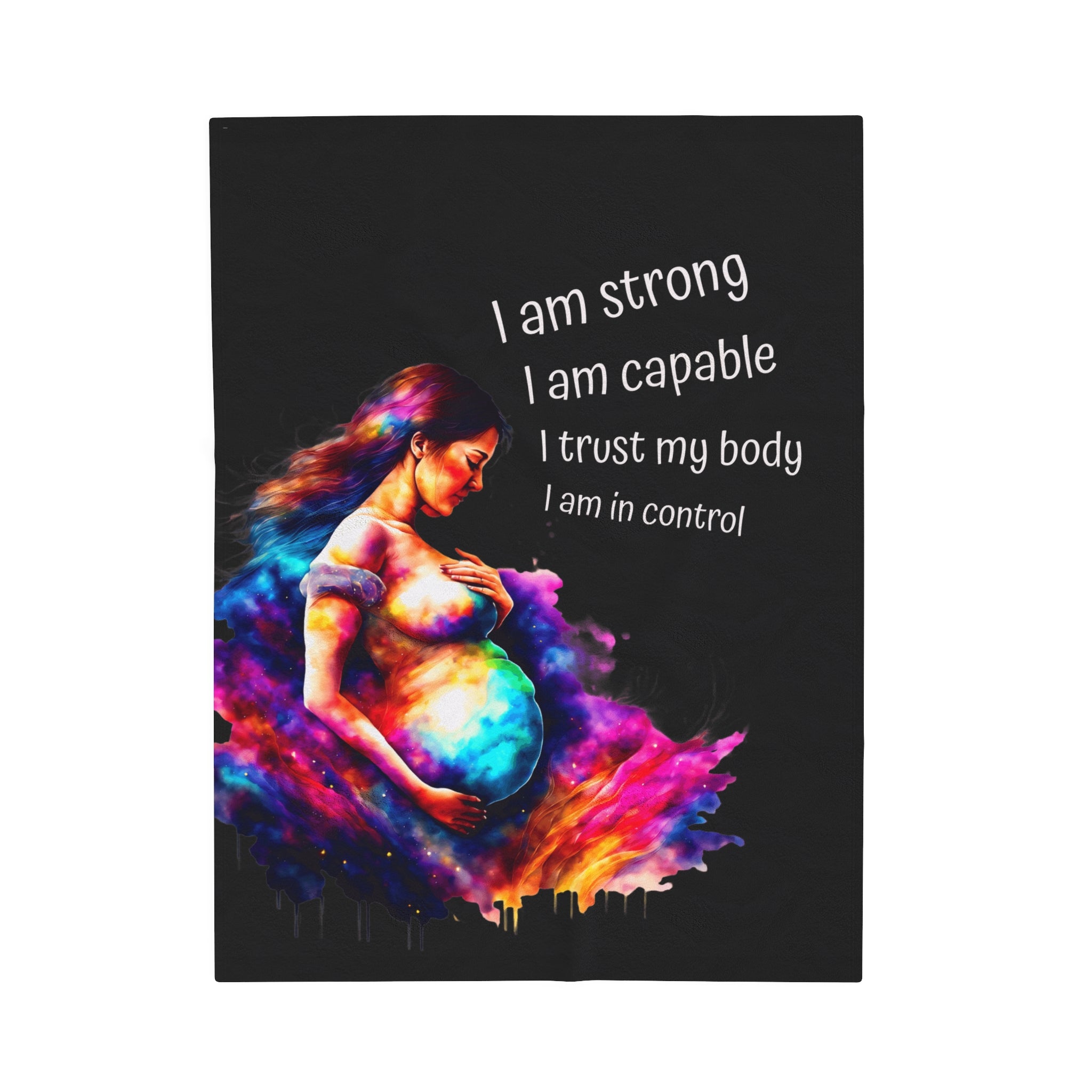 pregnancy affirmation plush blanket that provides comfort and warmth, perfect for expecting moms