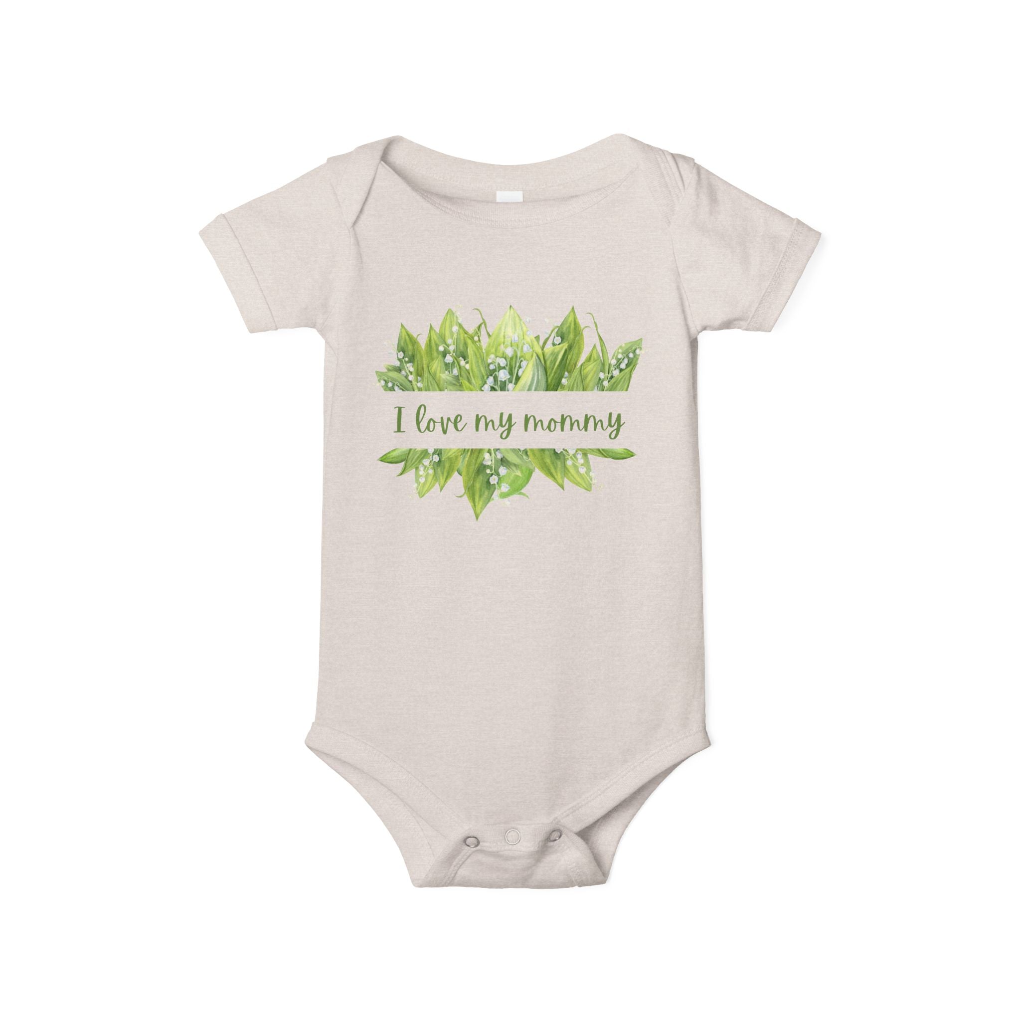 Infant Bodysuit - 'I Love My Mommy' with Lilies of the Valley