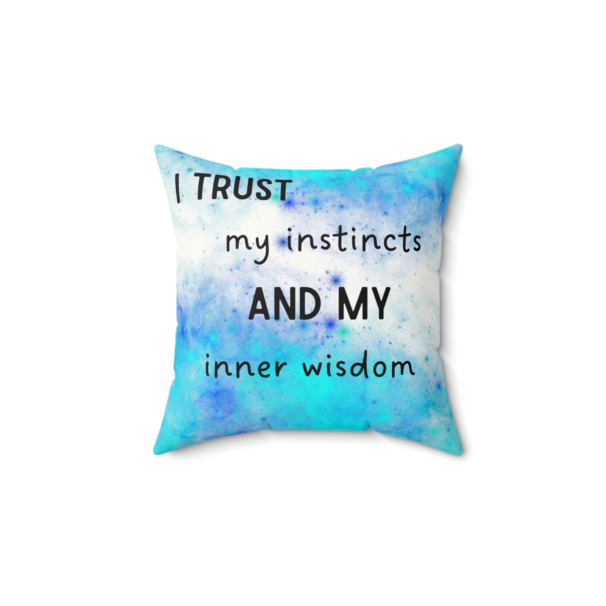 Affirmation pillow for pregnancy and birth with watercolor design and motivational quote on a white background