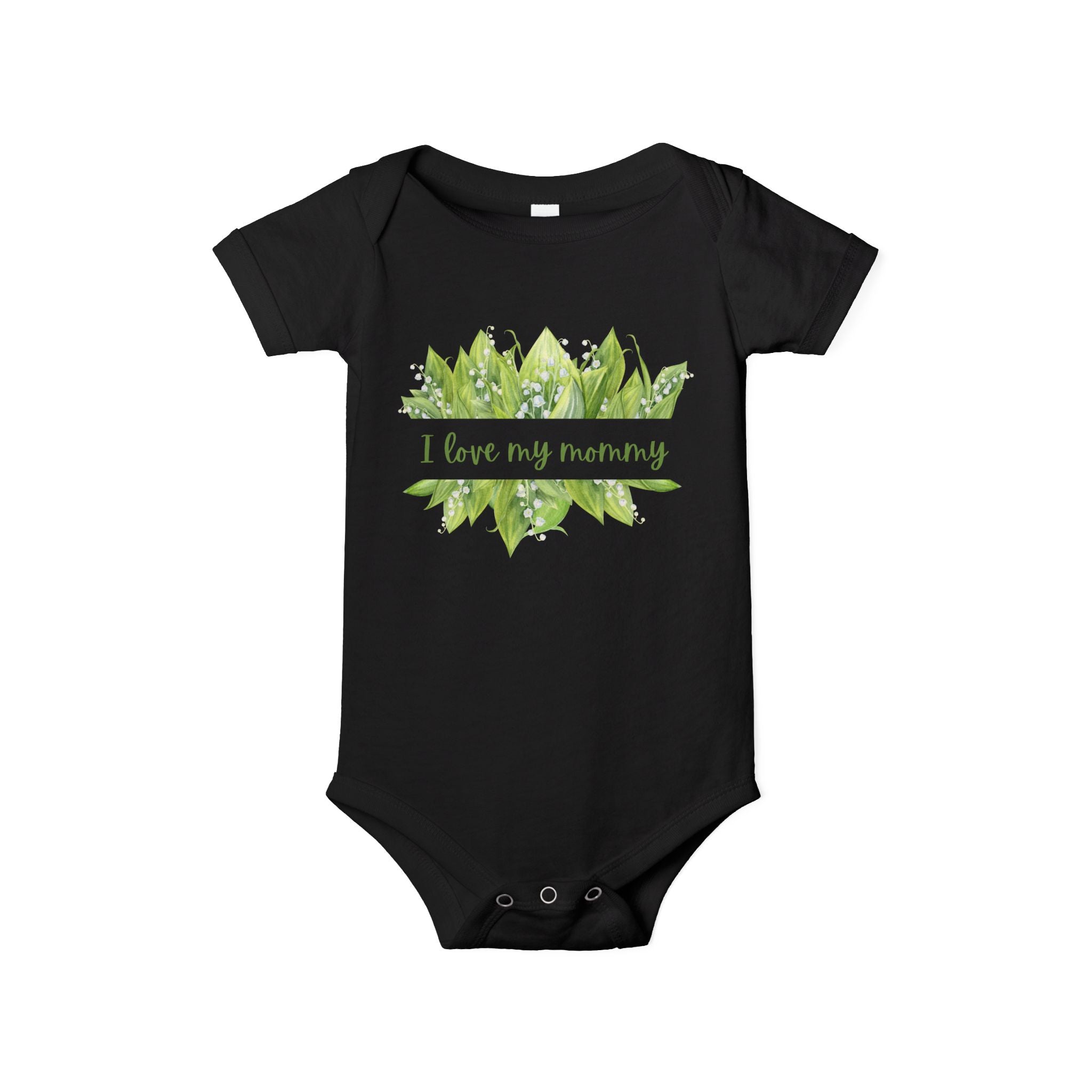 Infant Bodysuit - 'I Love My Mommy' with Lilies of the Valley