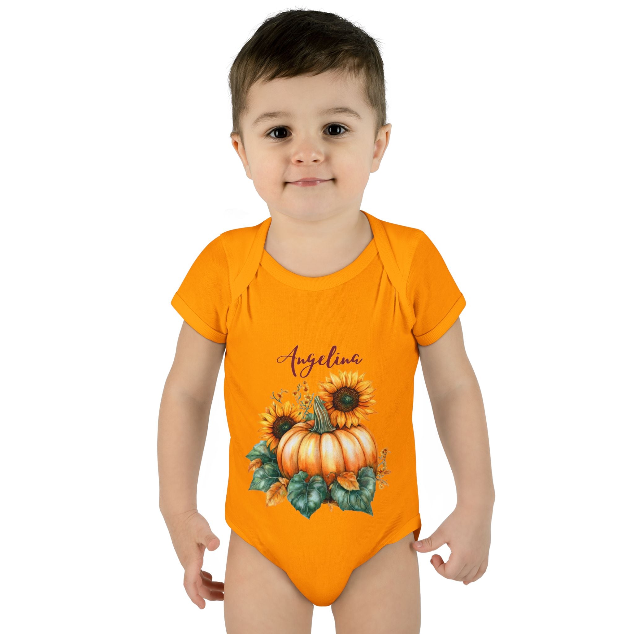 Personalized Fall Baby Bodysuit with a name