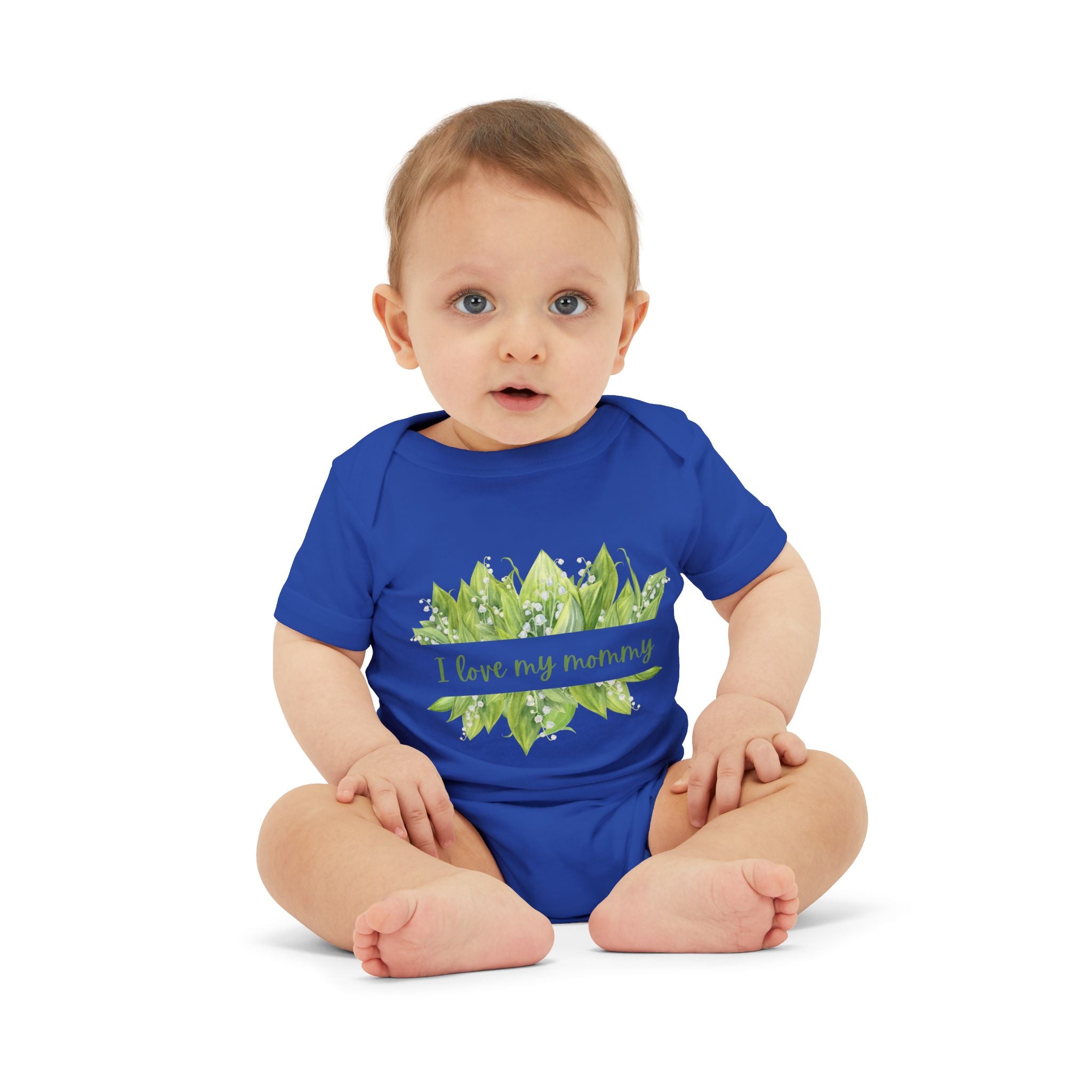 Infant Bodysuit - 'I Love My Mommy' with Lilies of the Valley