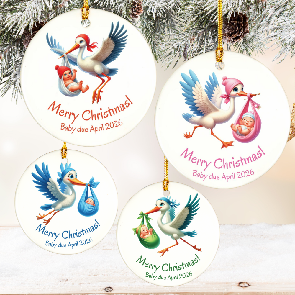 Personalized Pregnancy Announcement Christmas Ornament – Custom Ceramic Keepsake