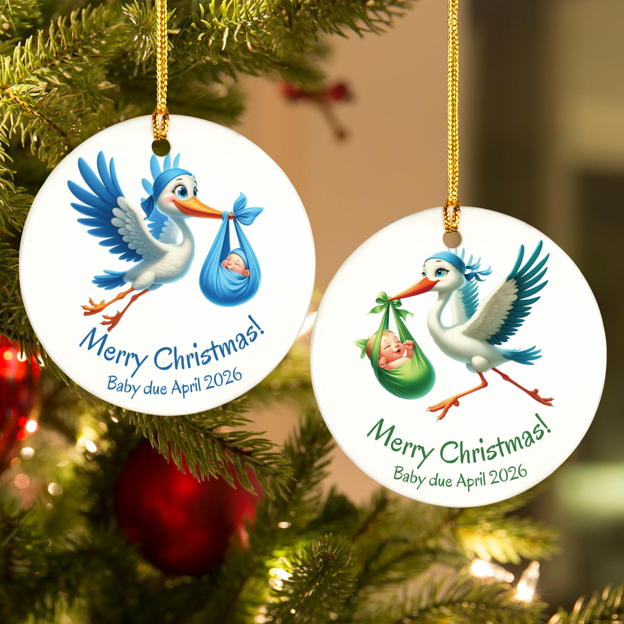 Personalized Pregnancy Announcement Christmas Ornament – Custom Ceramic Keepsake