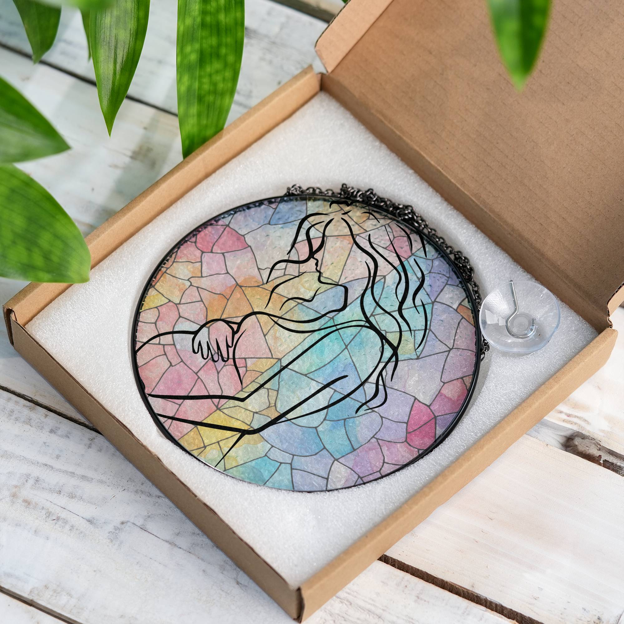 Delicate Stained Glass Suncatcher for Window Hanging Pregnancy Announcement