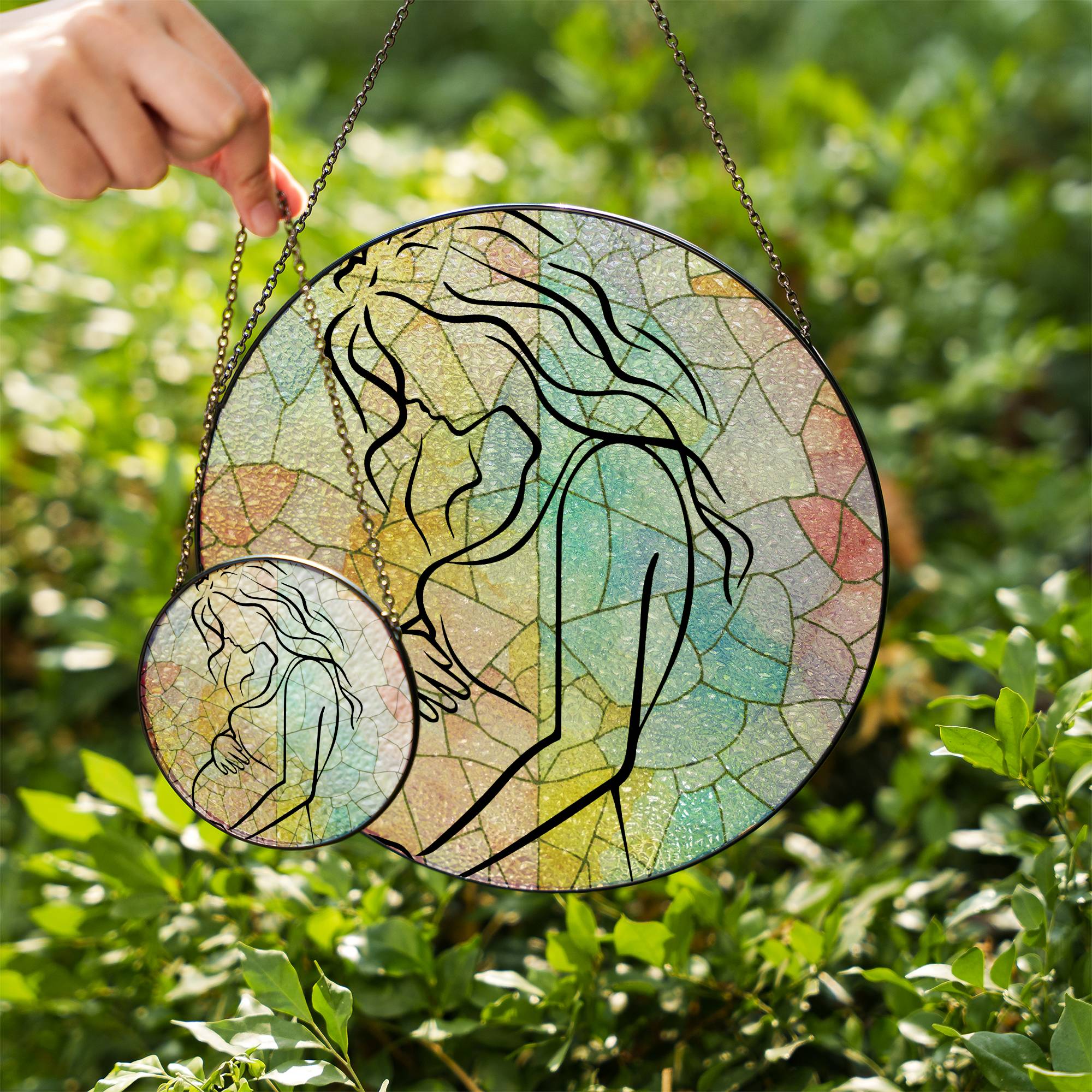 Delicate Stained Glass Suncatcher for Window Hanging Pregnancy Announcement