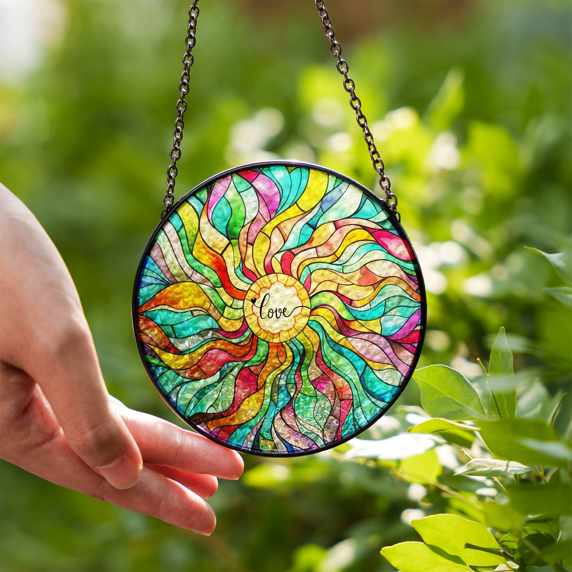 Stained Glass Suncatcher for Window Hanging Love