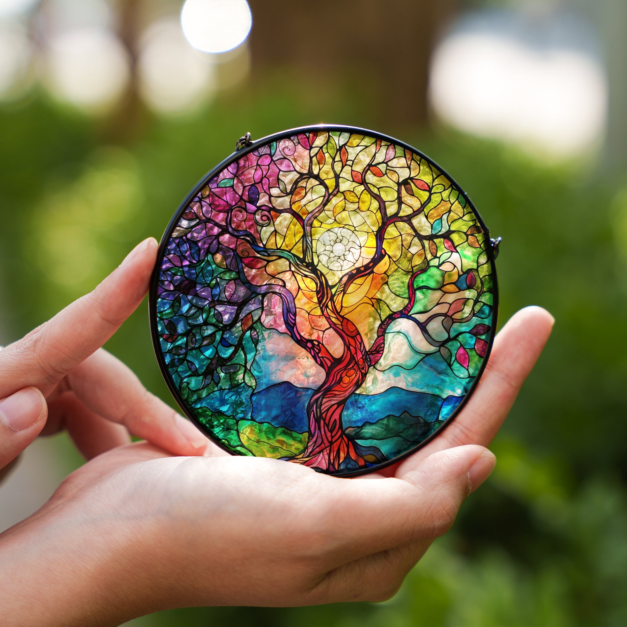 suncatcher for window hanging tree colorful