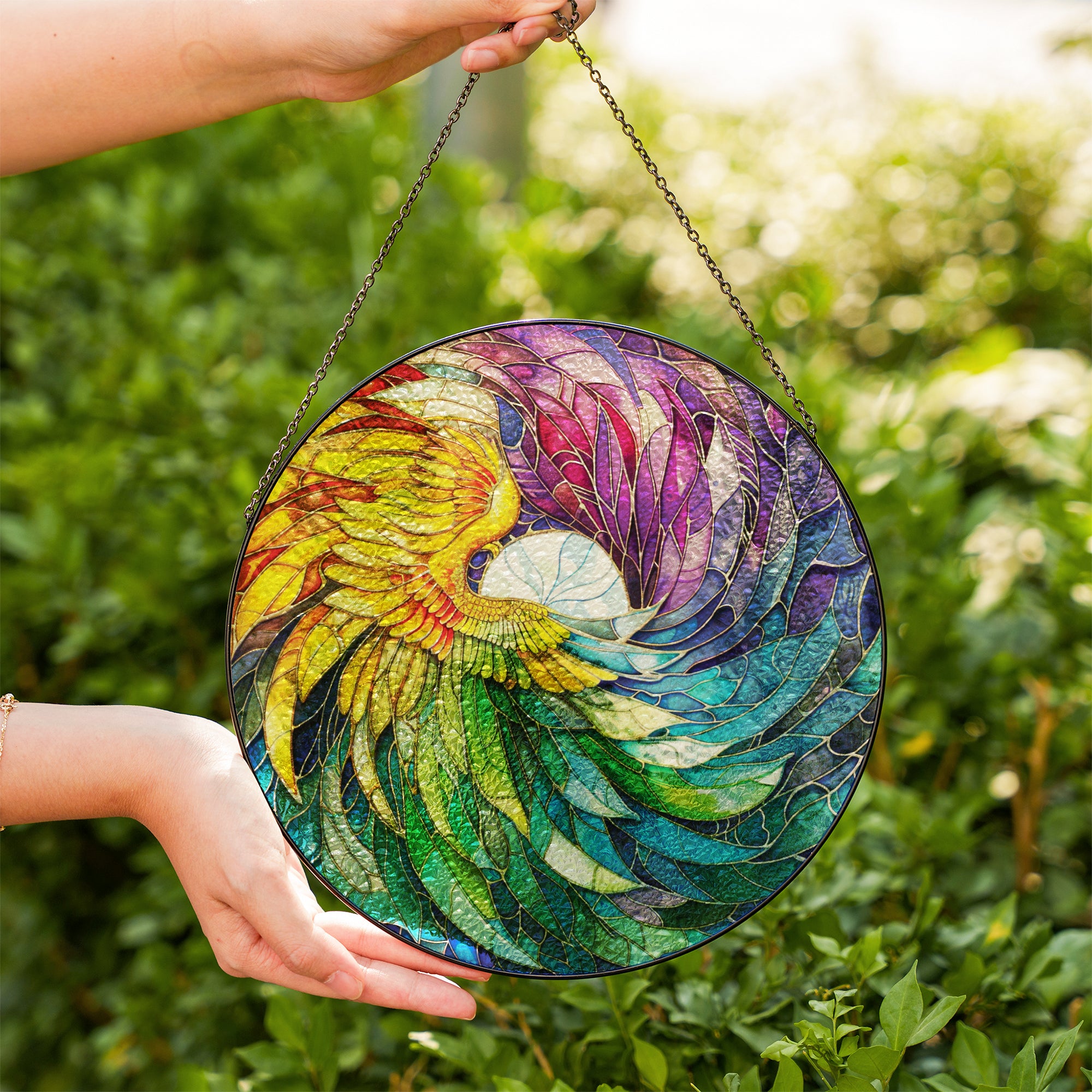 Stained Glass Suncatcher for Window Hanging Angel's Protection