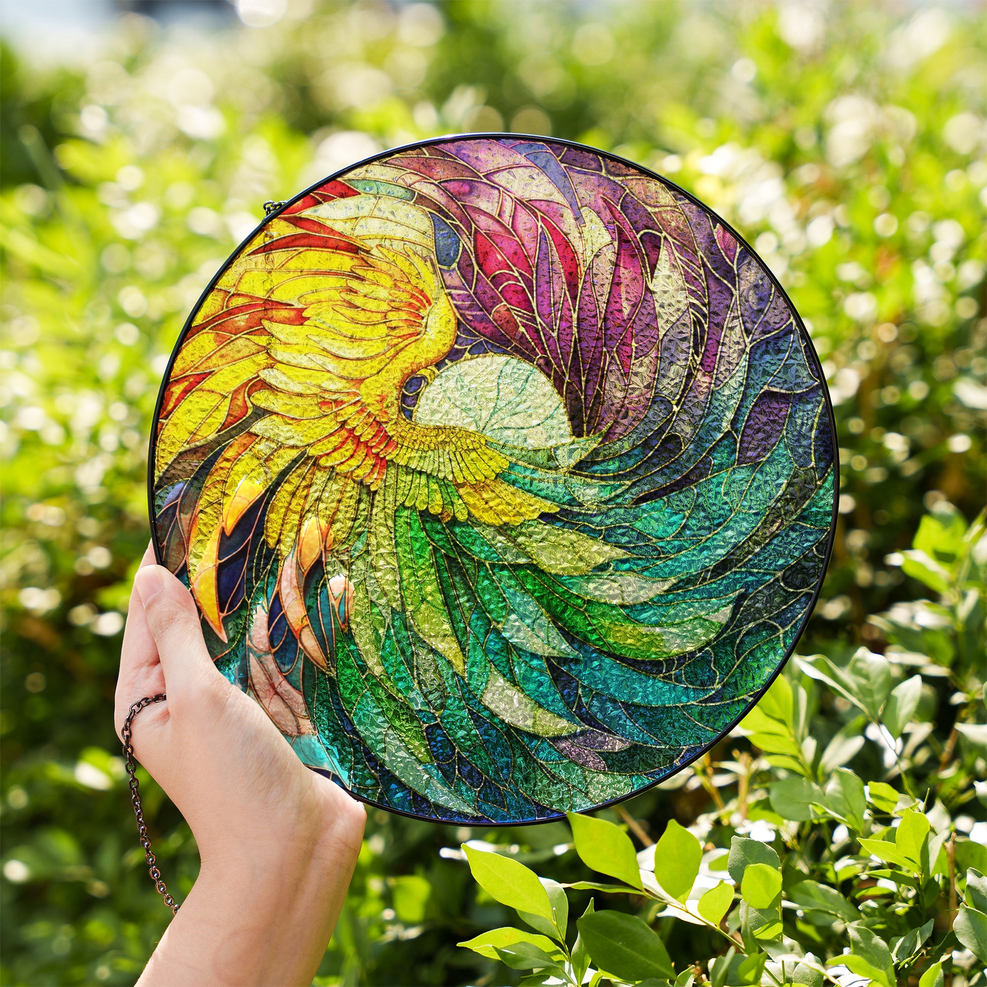 Stained Glass Suncatcher for Window Hanging Angel's Protection