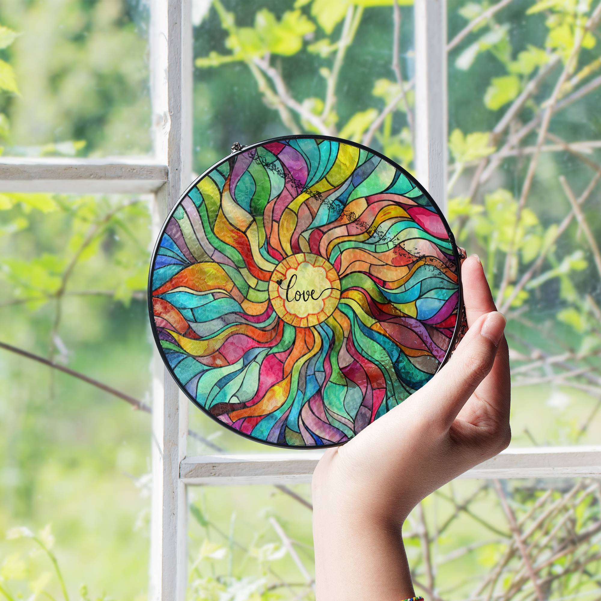 Stained Glass Suncatcher for Window Hanging Love