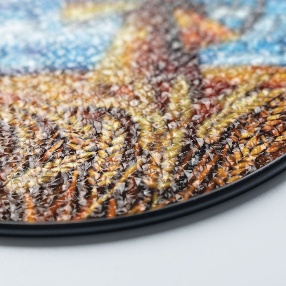 Windmill Stained Glass Suncatcher for Windows – Farmhouse Wheat Field Sun Catcher Decor