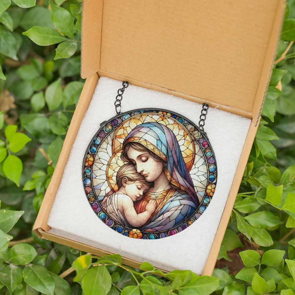 Mary and baby suncatcher stained glass
