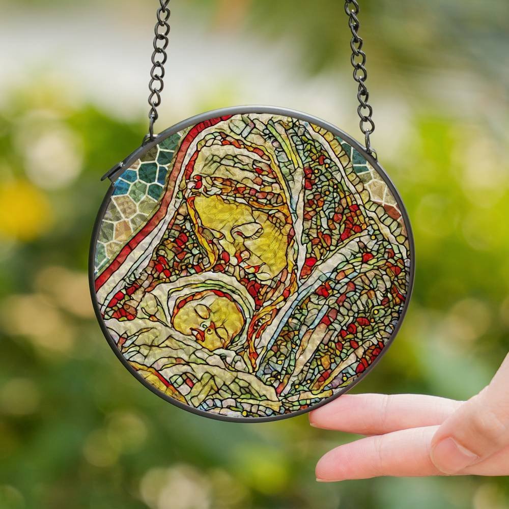 Mary and baby suncatcher stained glass conception