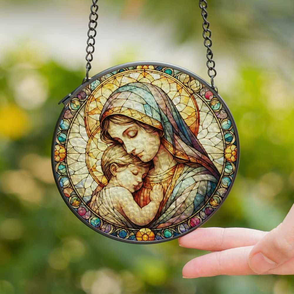 Mary and baby suncatcher stained glass