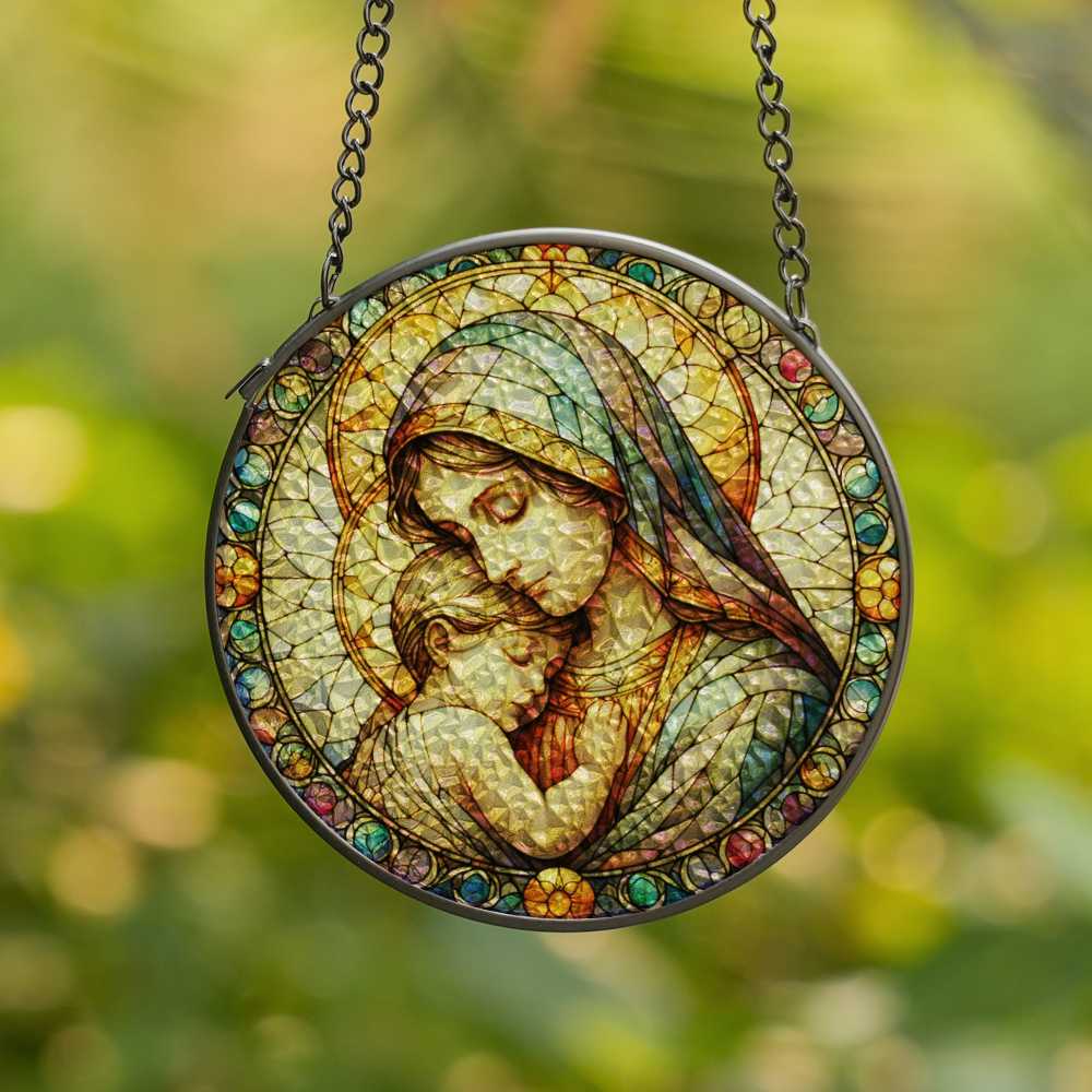 Mary and baby suncatcher stained glass