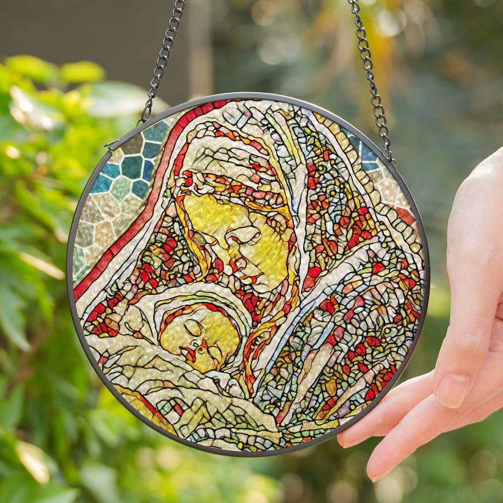 Mary and baby suncatcher stained glass