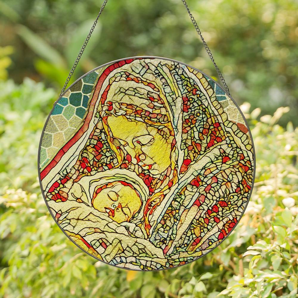 Mary and baby suncatcher stained glass