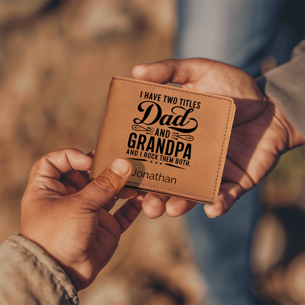 Personalized Leather Wallet for Dad and Grandpa – Custom Gift for Christmas, Father's Day, or Birthday