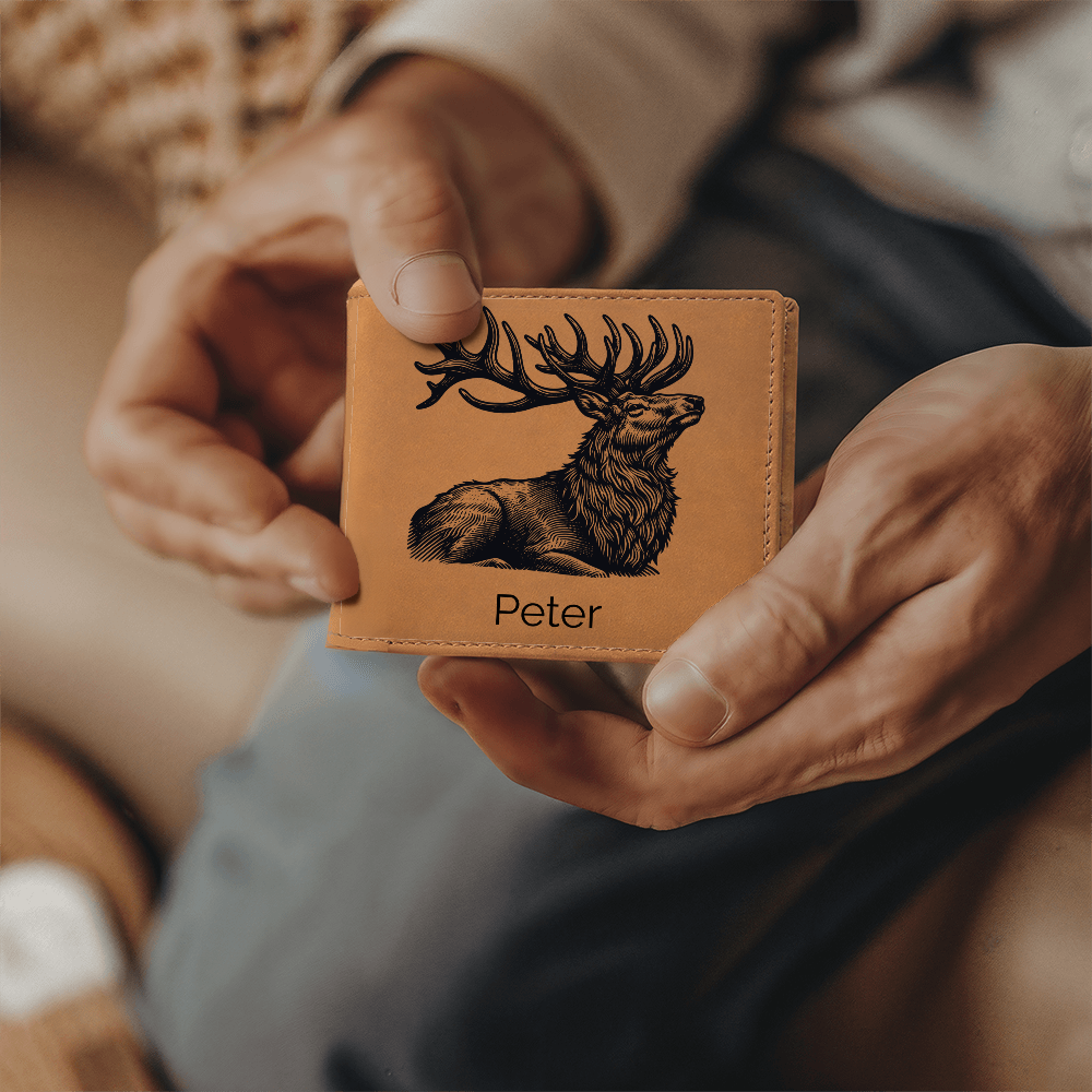Custom Personalized Leather Deer Wallet