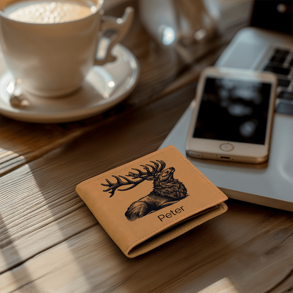 Custom Personalized Leather Deer Wallet