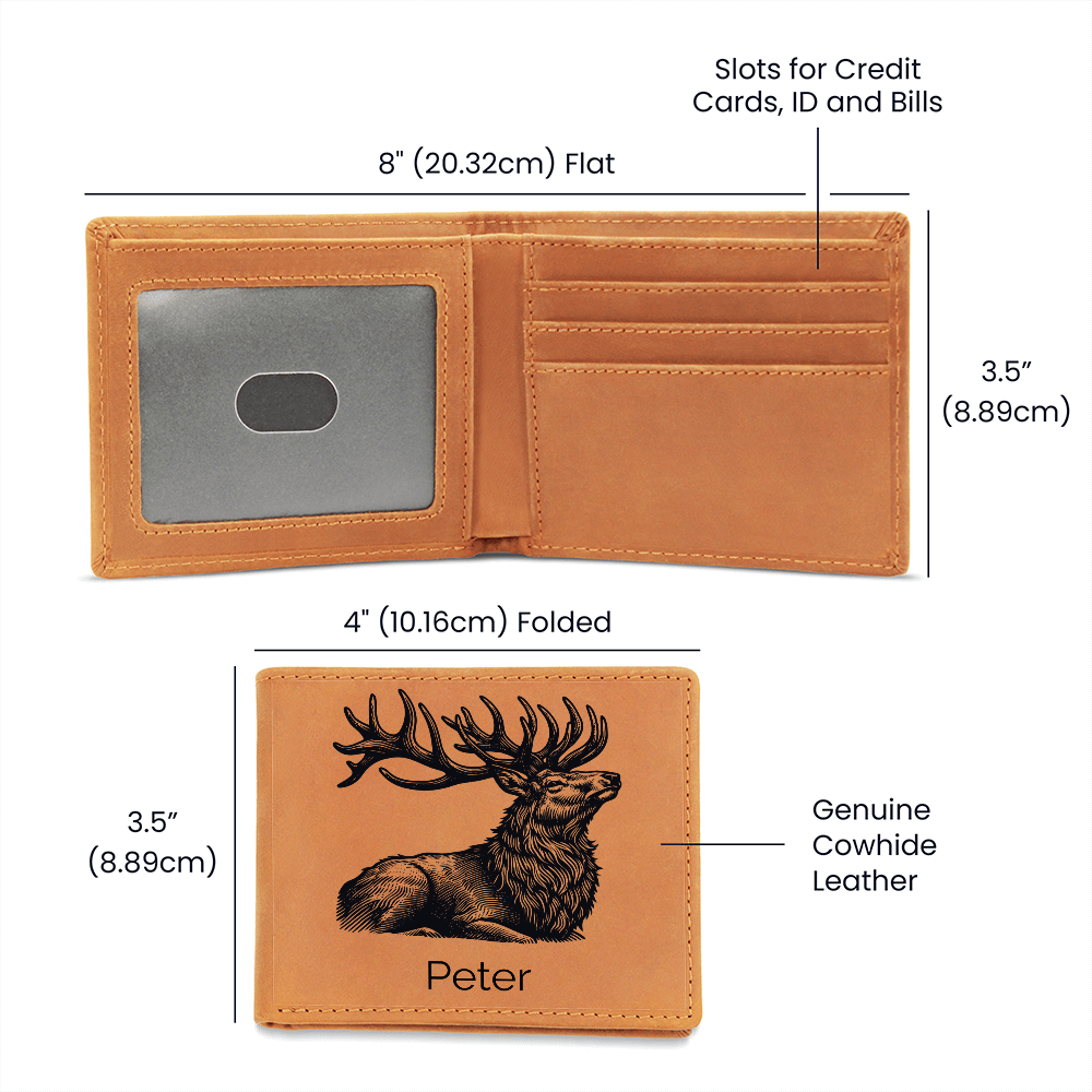 Custom Personalized Leather Deer Wallet