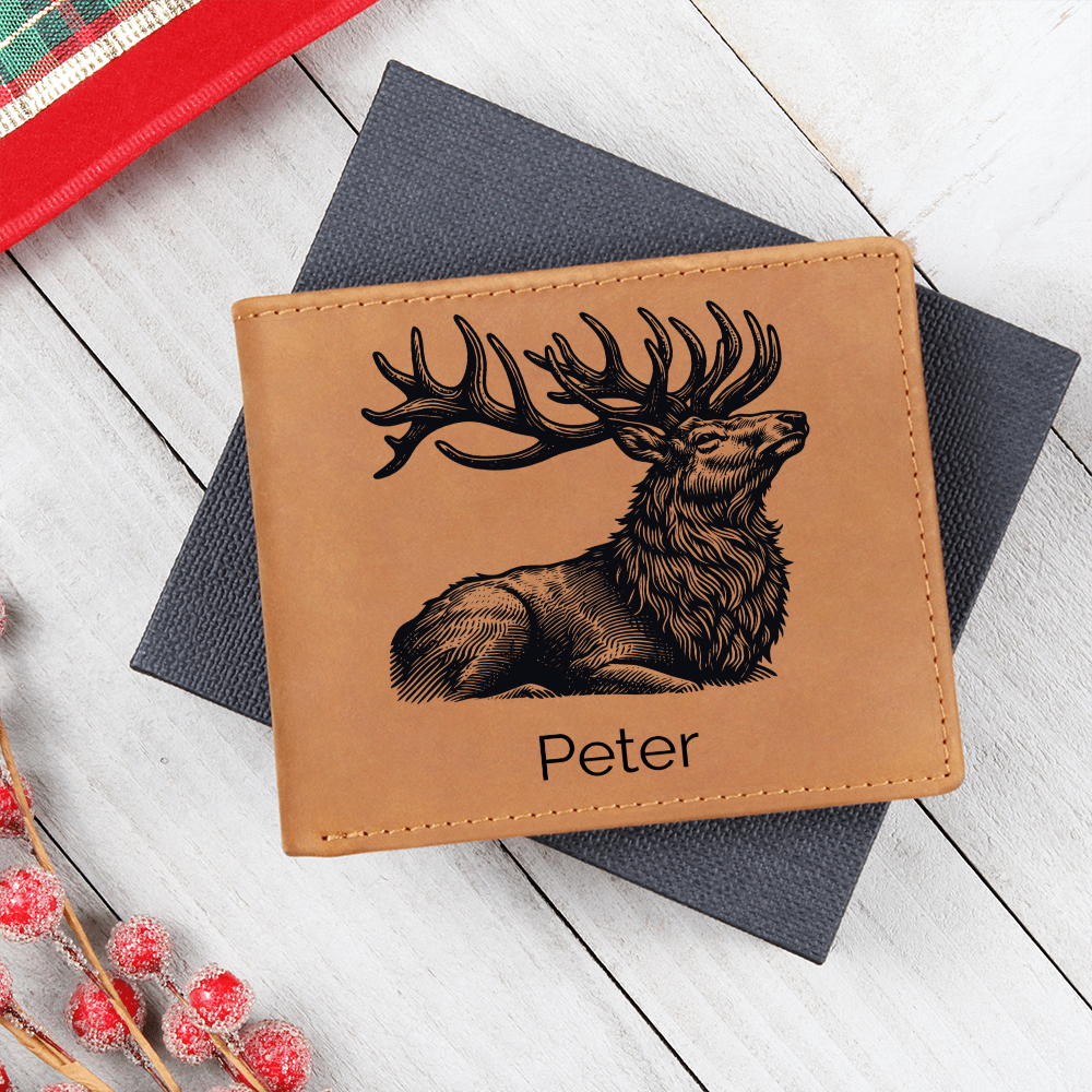 Custom Personalized Leather Deer Wallet