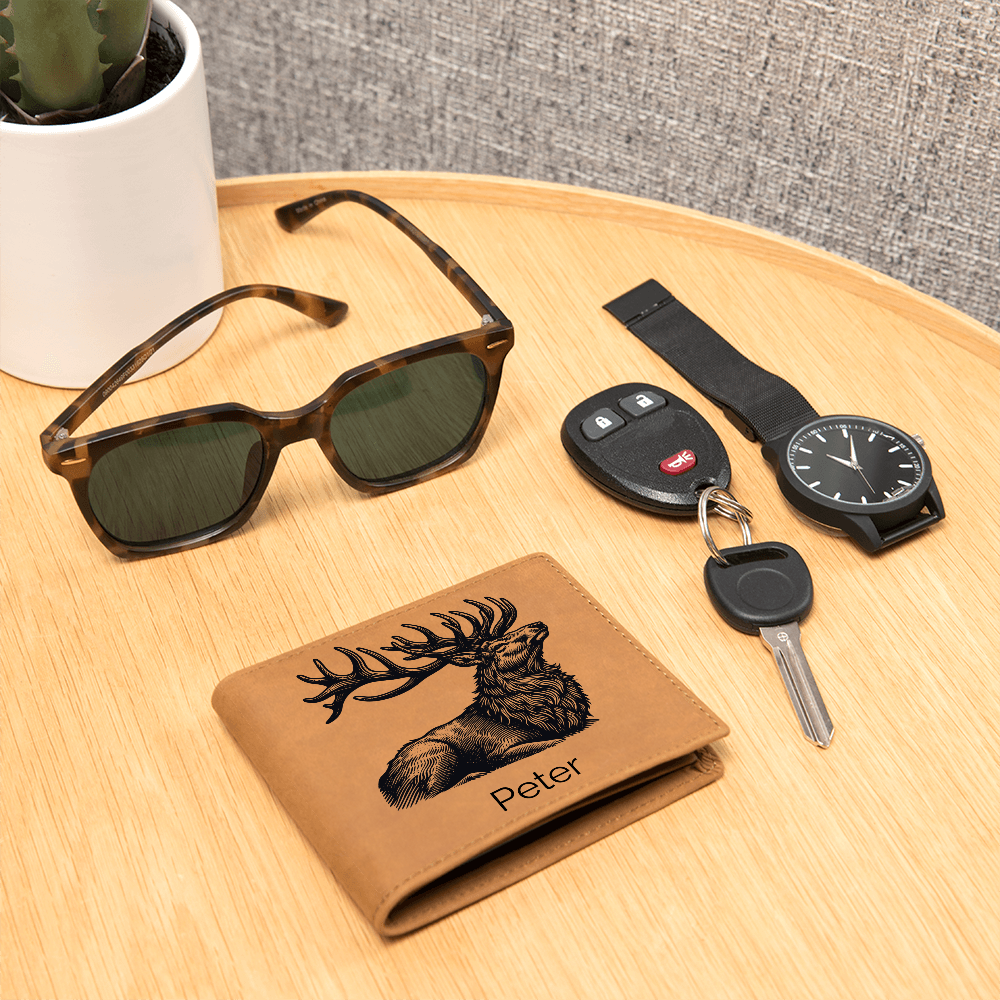 Custom Personalized Leather Deer Wallet