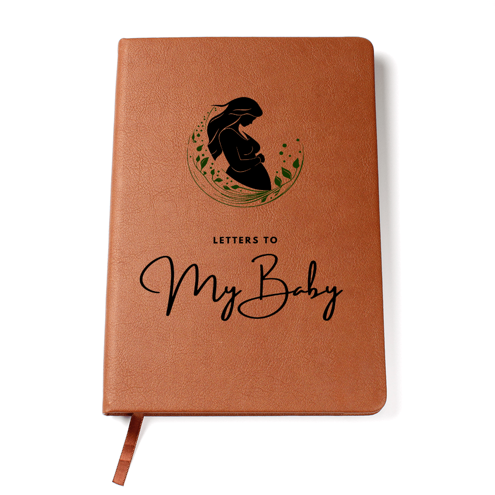 Letters to My Baby journal with vegan leather cover, 200 lined pages, ribbon bookmark & elastic band. A perfect keepsake for new and expecting parents.